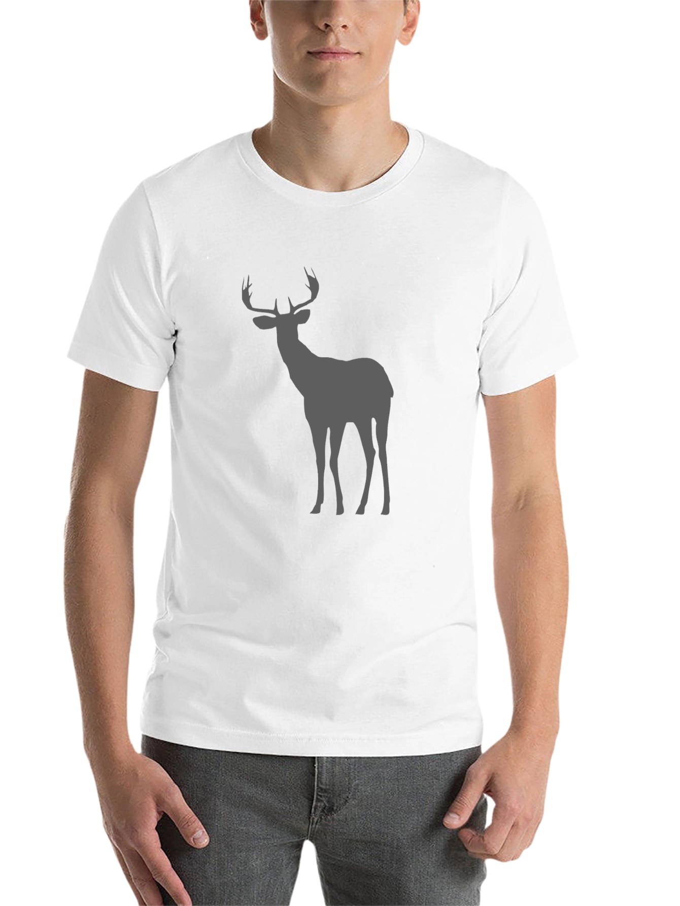 Black Men's Black Deer Graphic Tee - Nature Inspired Style view 14