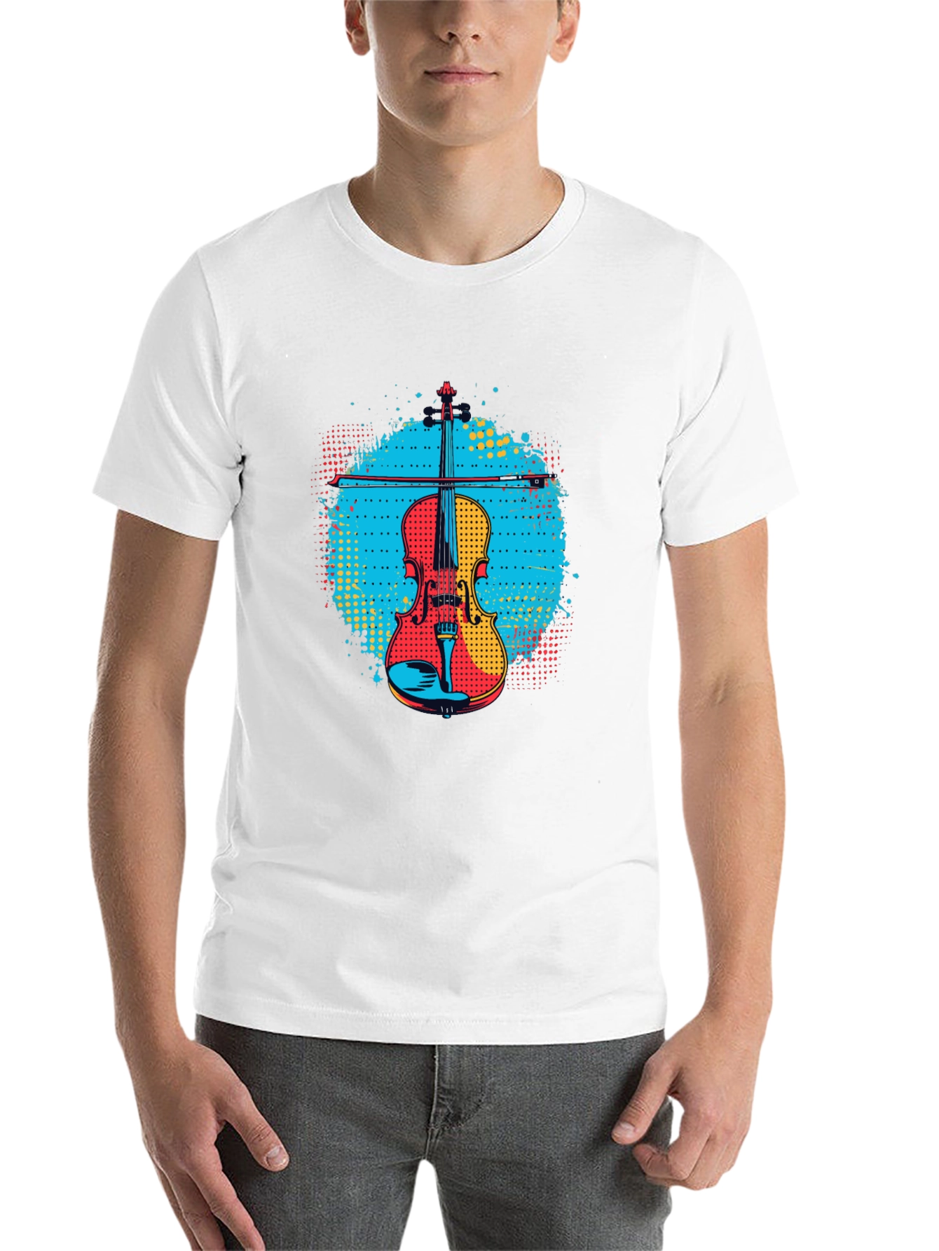 Black Colorful Violin Graphic Tee - Music Lover Shirt view 14