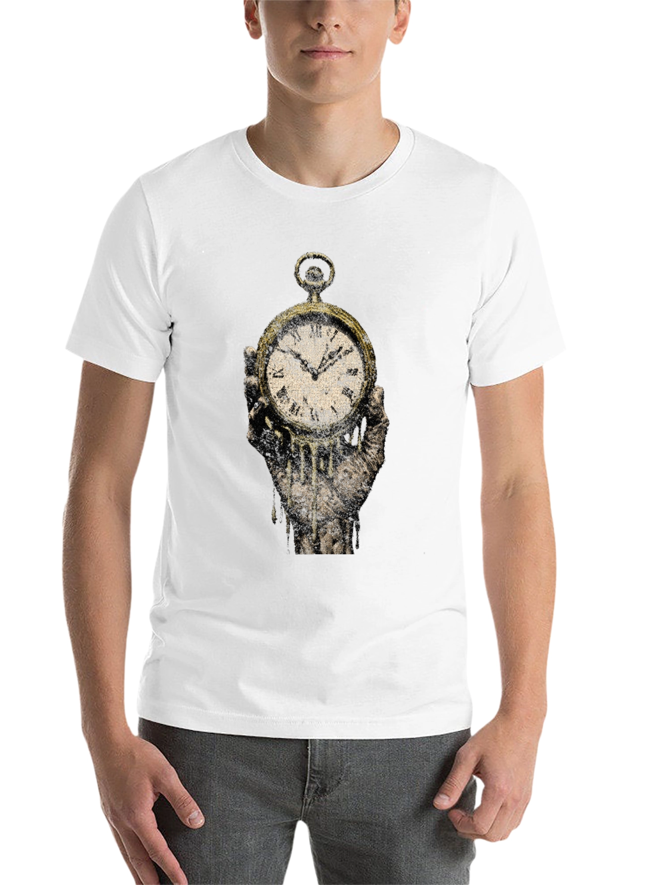 Black Melting Clock Graphic Tee - Time is Fleeting view 14