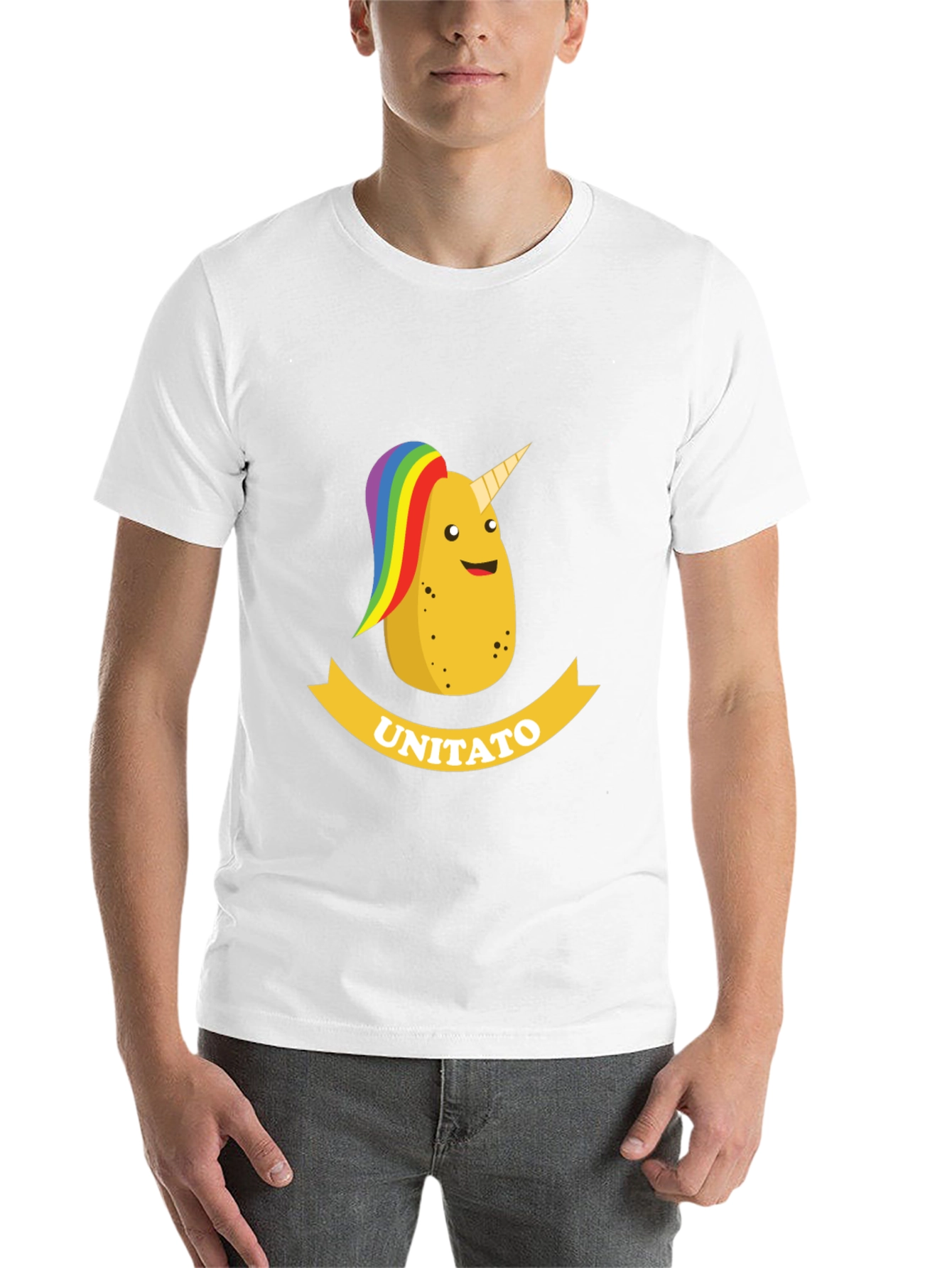 Black Unitato Potato Unicorn Black T-Shirt view 14