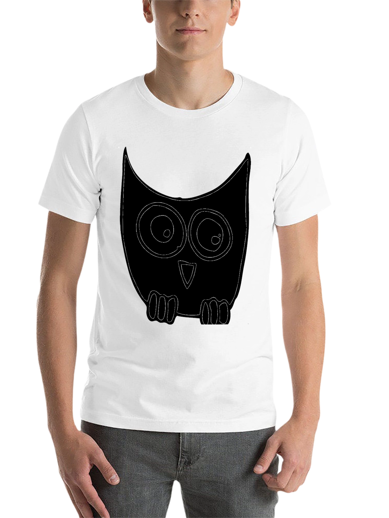 Black Owl Graphic Print Crew Neck T-Shirt view 14