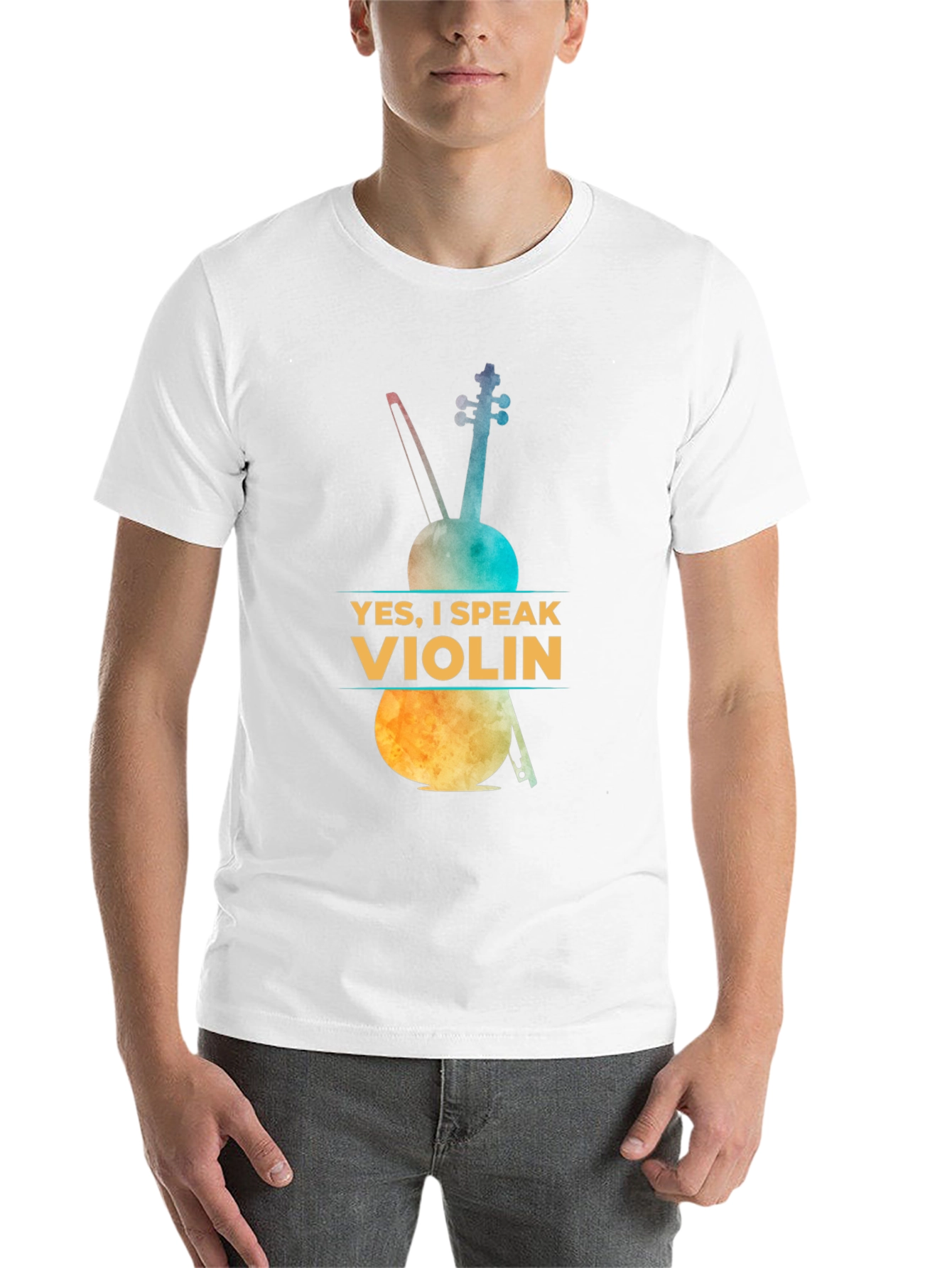 Black Yes, I Speak Violin T-Shirt - Musician Apparel view 14