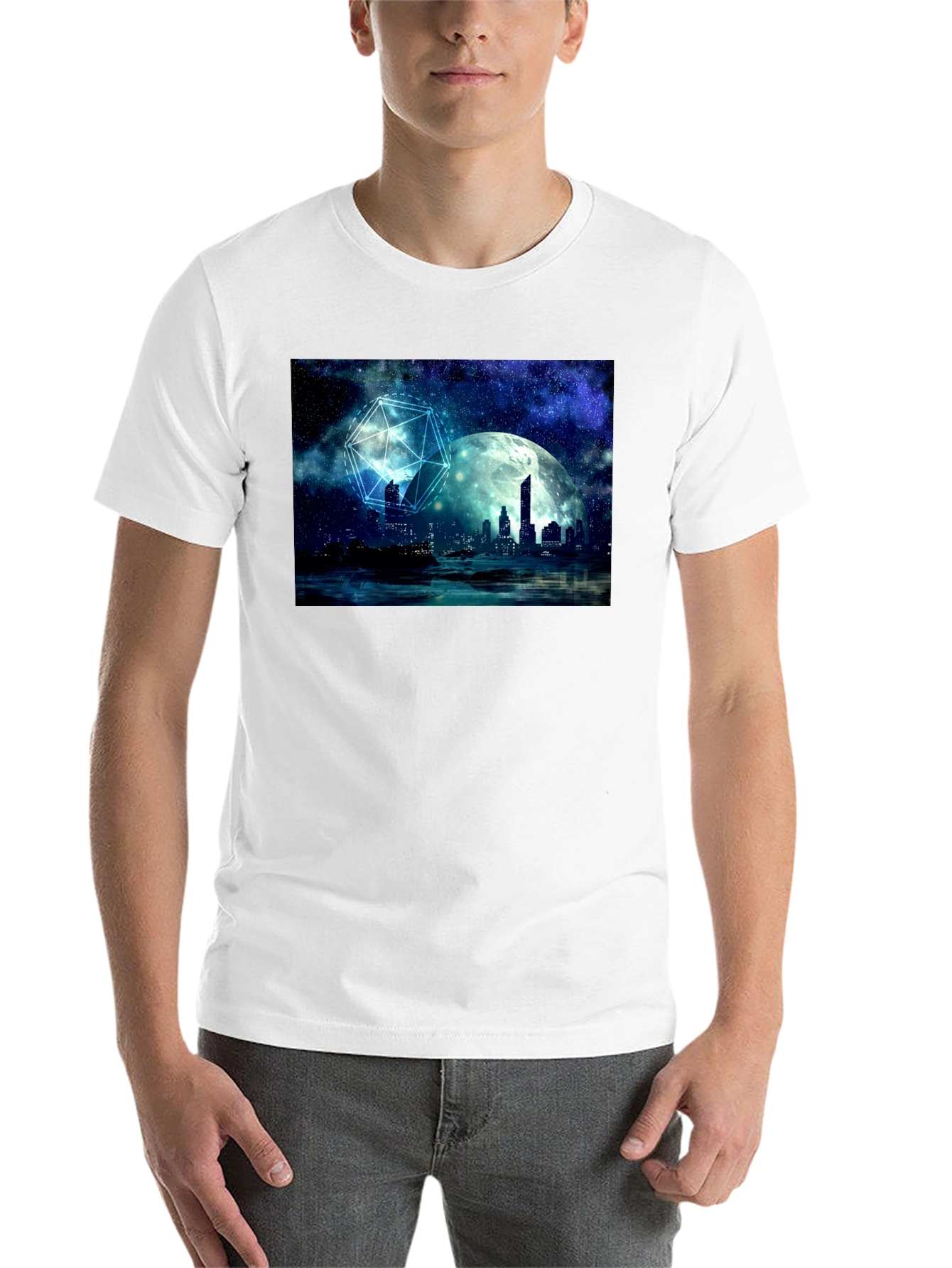 Black Celestial Cityscape Graphic Tee view 14