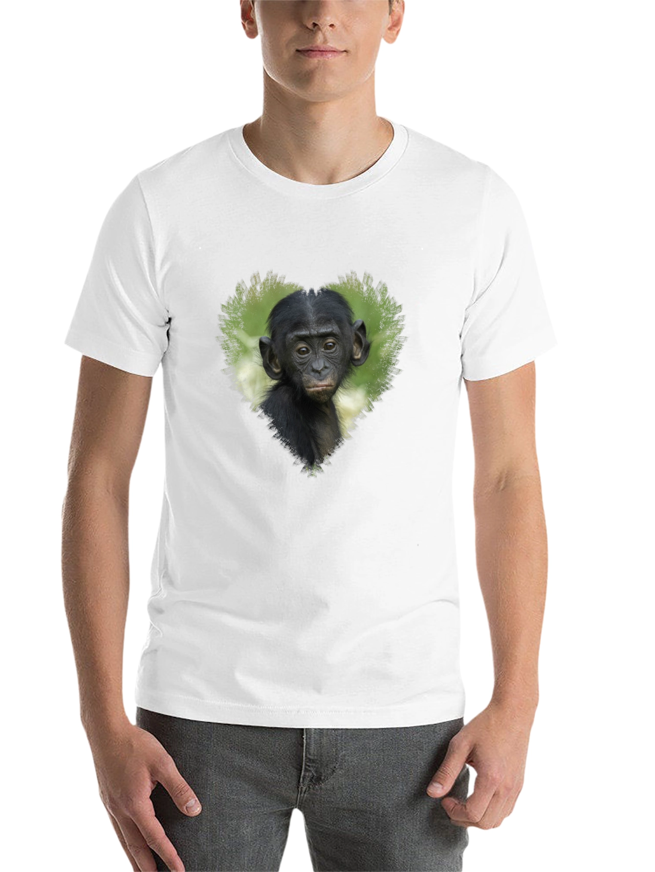 Black Bonobo Heart T-Shirt - Black Cotton Tee view 14