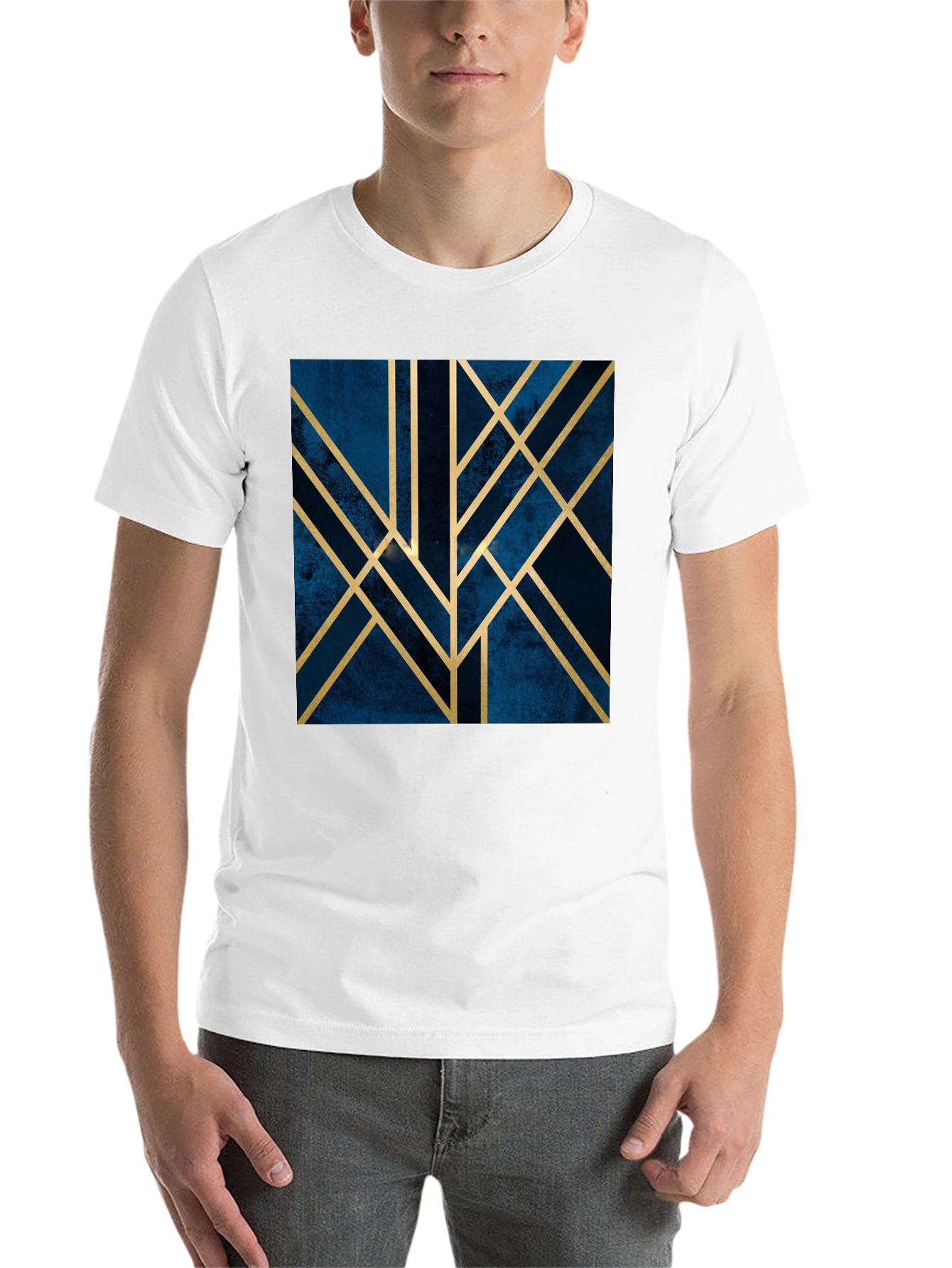 Black Geometric Art Deco Graphic Tee - Modern Style Shirt view 14
