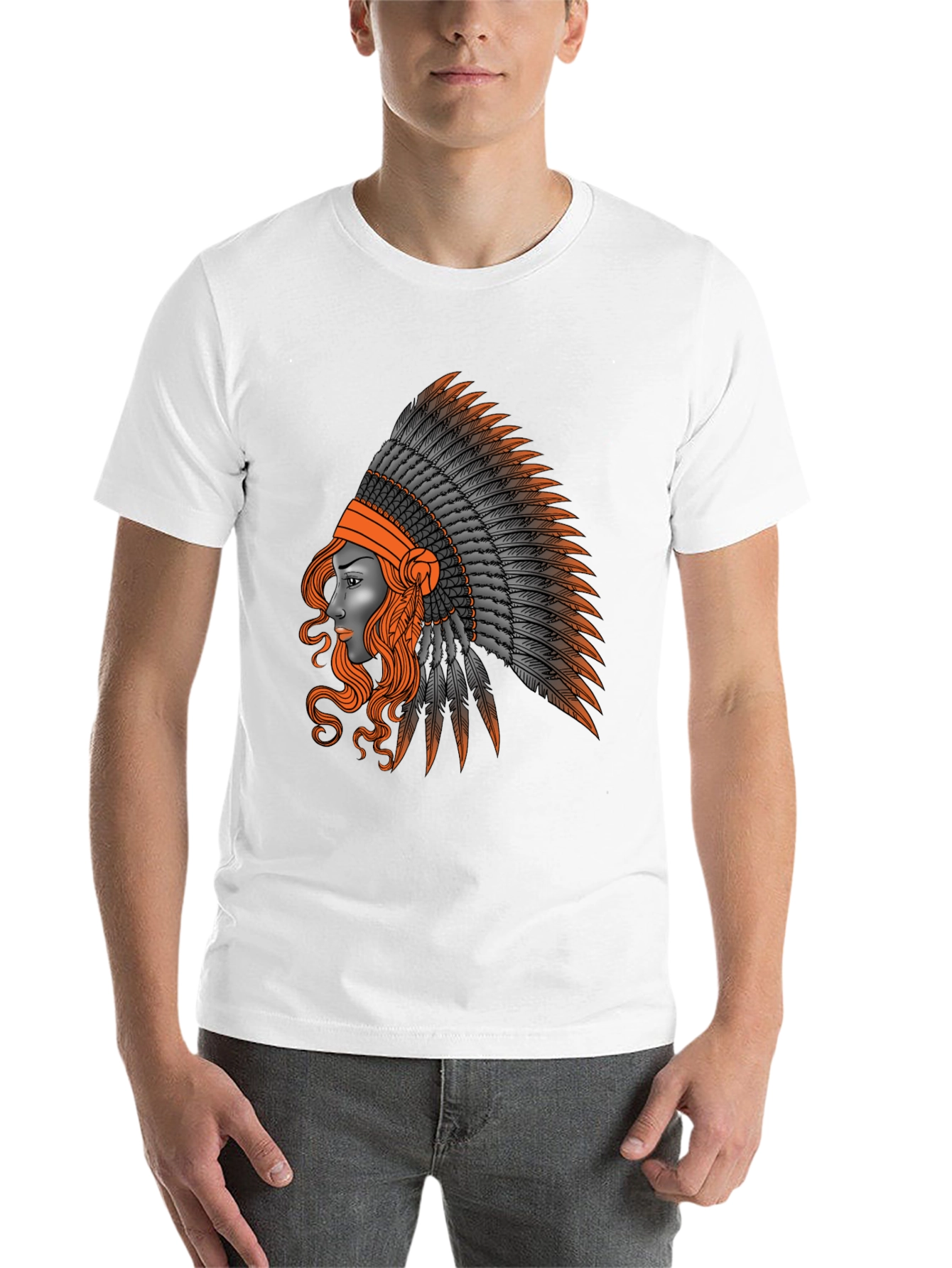 Black Native American Headdress Graphic T-Shirt view 14