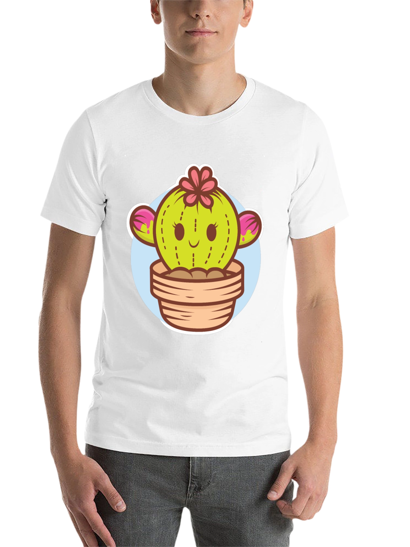 Black Cute Cactus Potted Plant Graphic Tee view 14