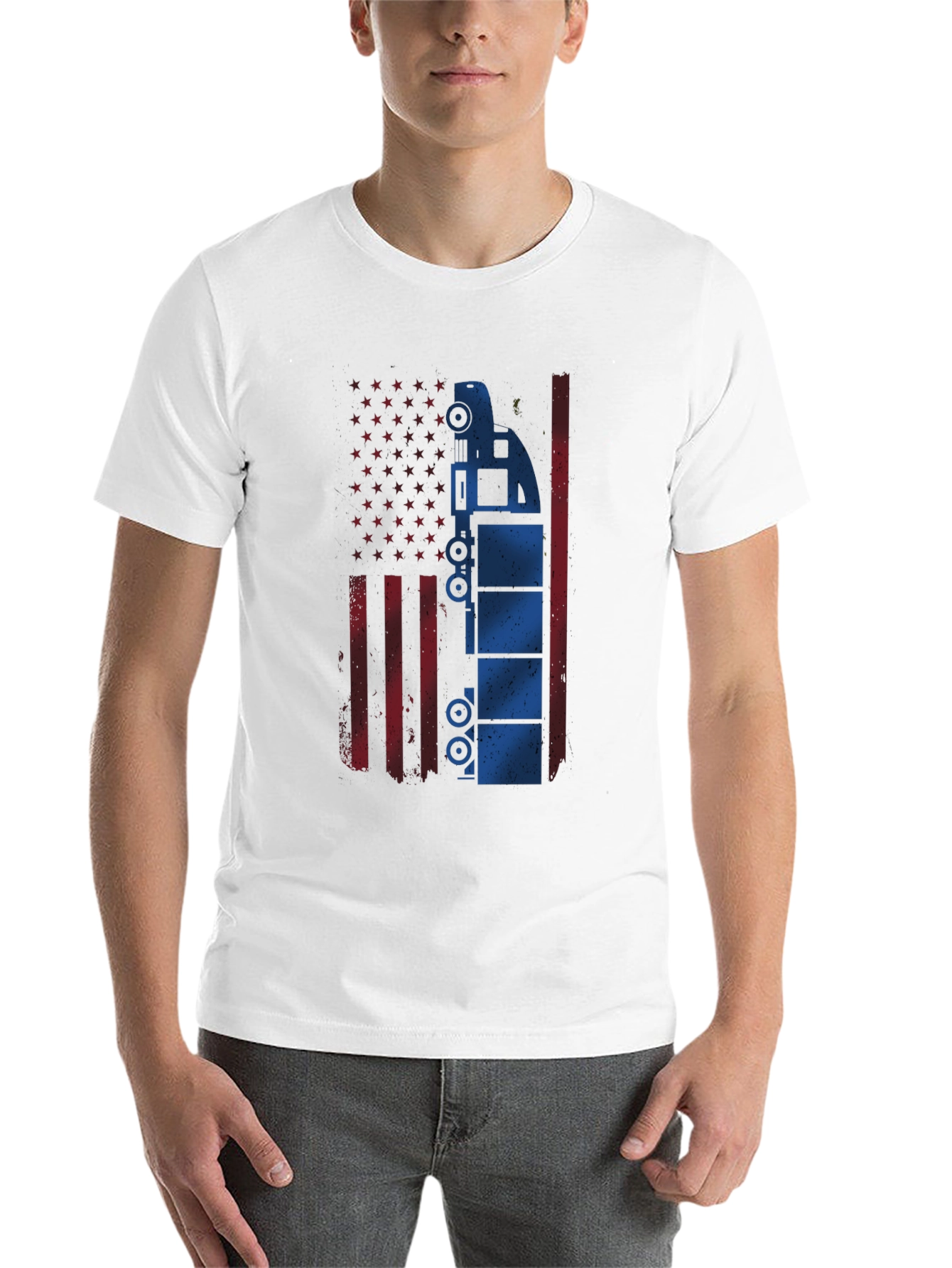 Black American Flag Trucker T-Shirt view 14