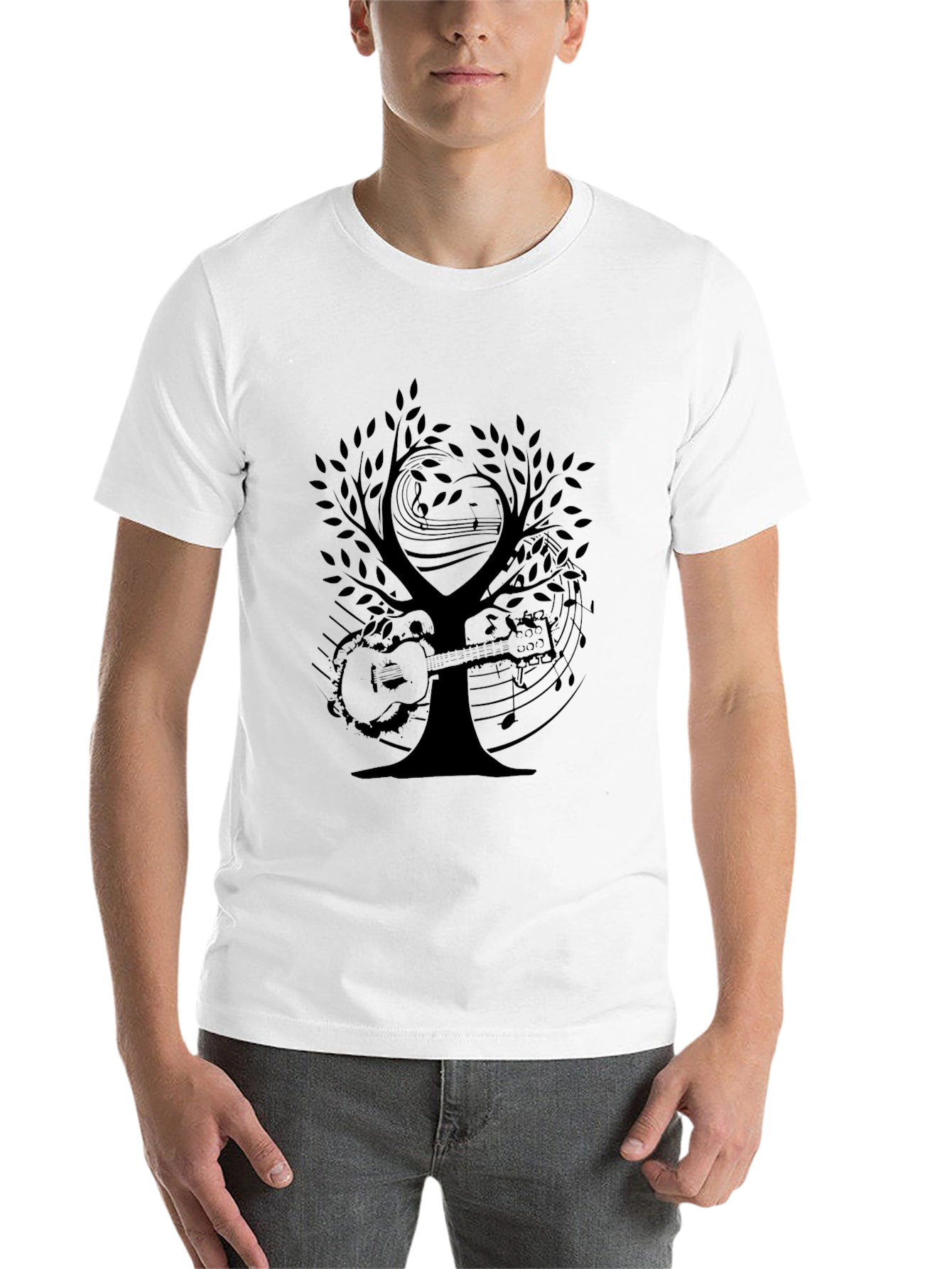 Black Musical Tree Graphic Tee - Black Cotton T-Shirt view 14