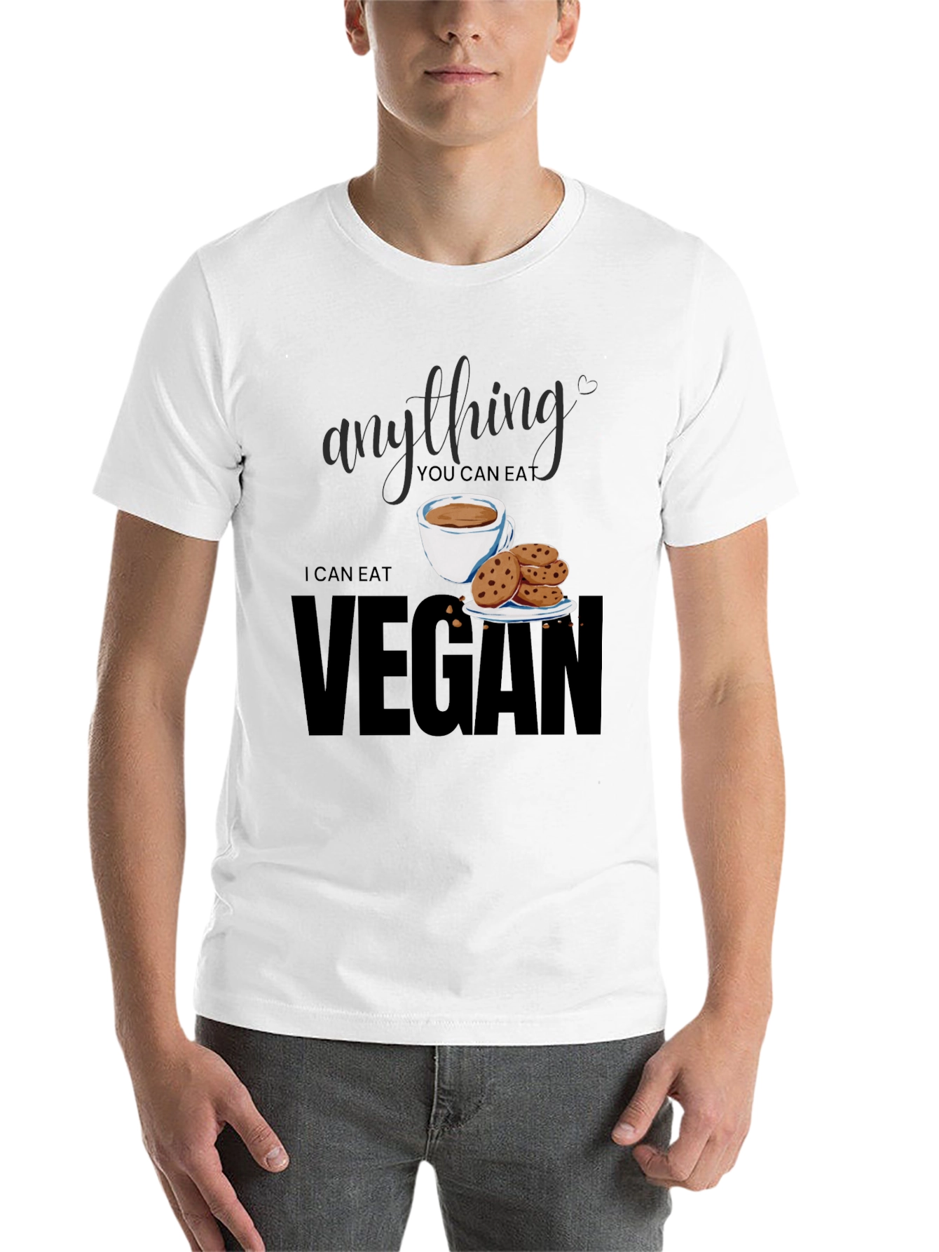Black Vegan T-Shirt - Anything You Can Eat I Can Eat Vegan view 14