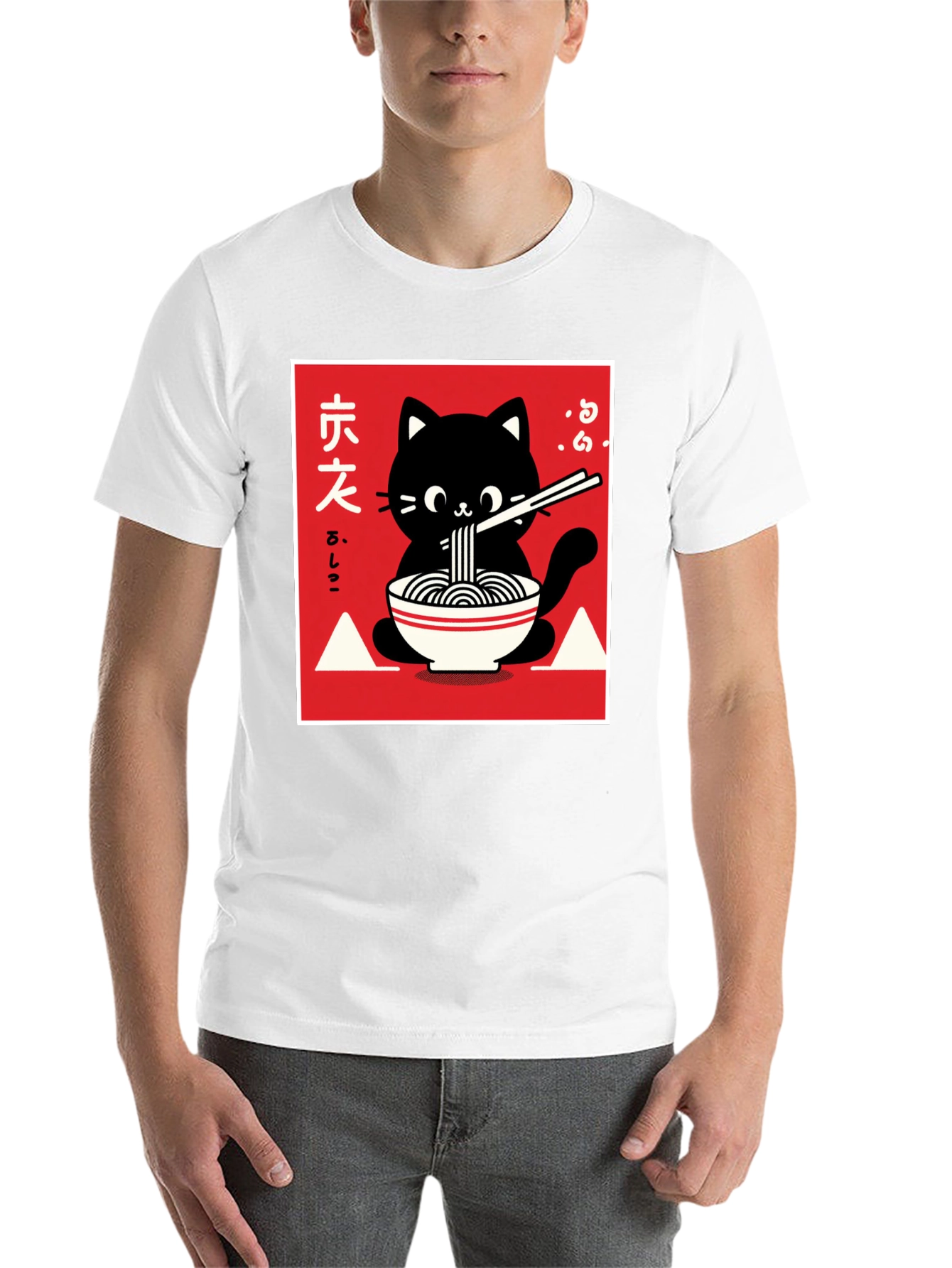 Black Ramen Cat Graphic T-Shirt - Black view 14