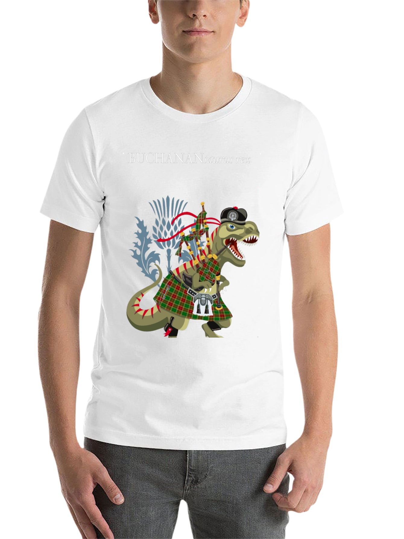 Black Buchanan T-Rex Scottish Kilt T-Shirt view 14