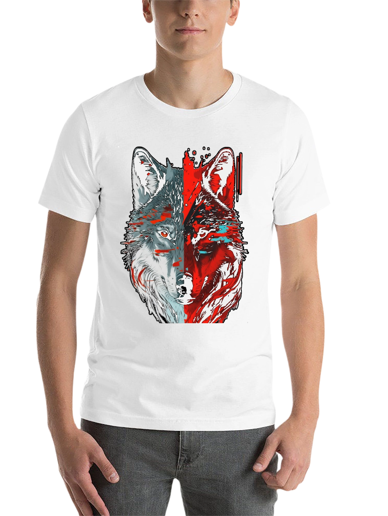 Black Wolf Graphic Tee - Unique Two-Faced Design view 14