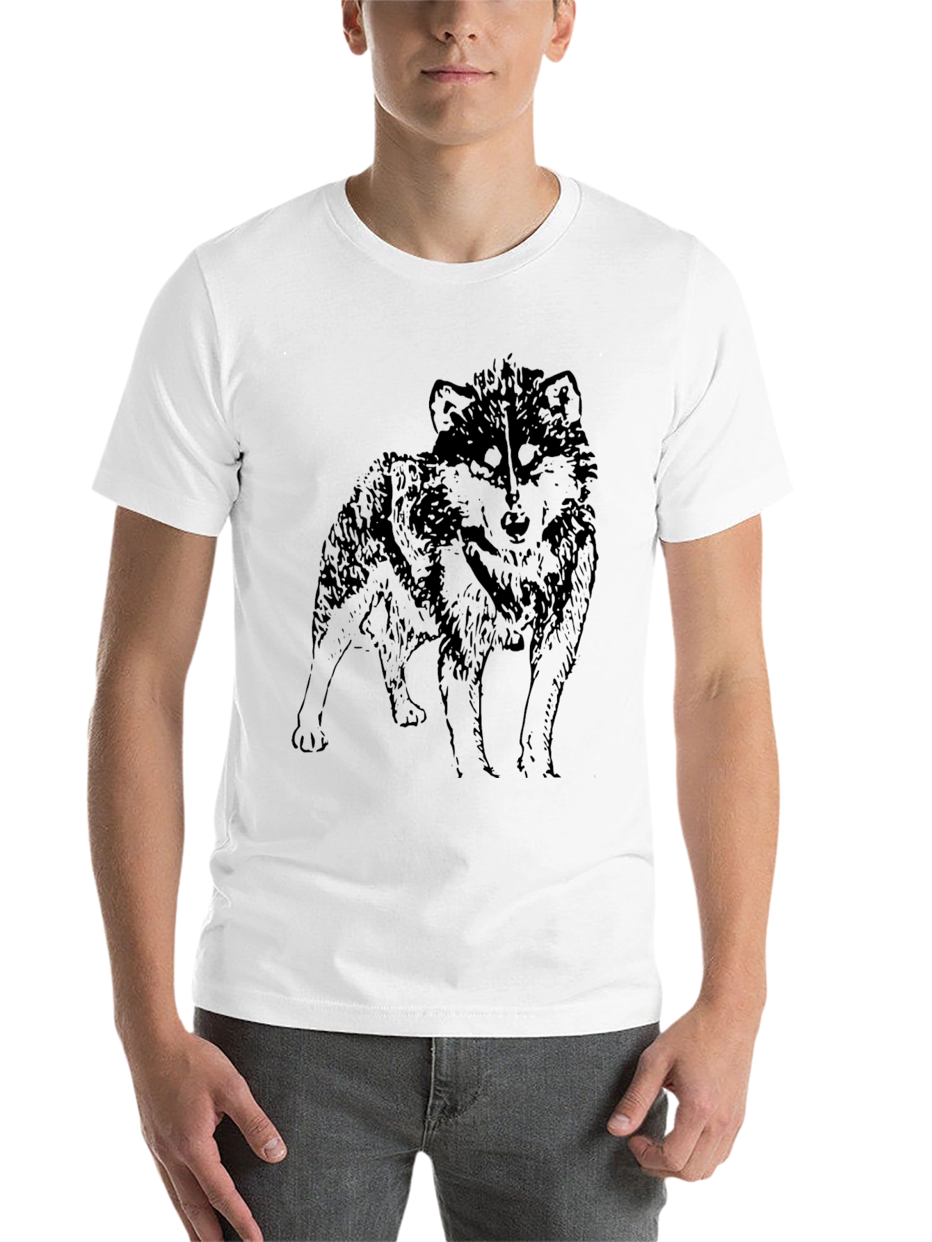 Black Wolf Graphic Black T-Shirt - Men's Short Sleeve view 14