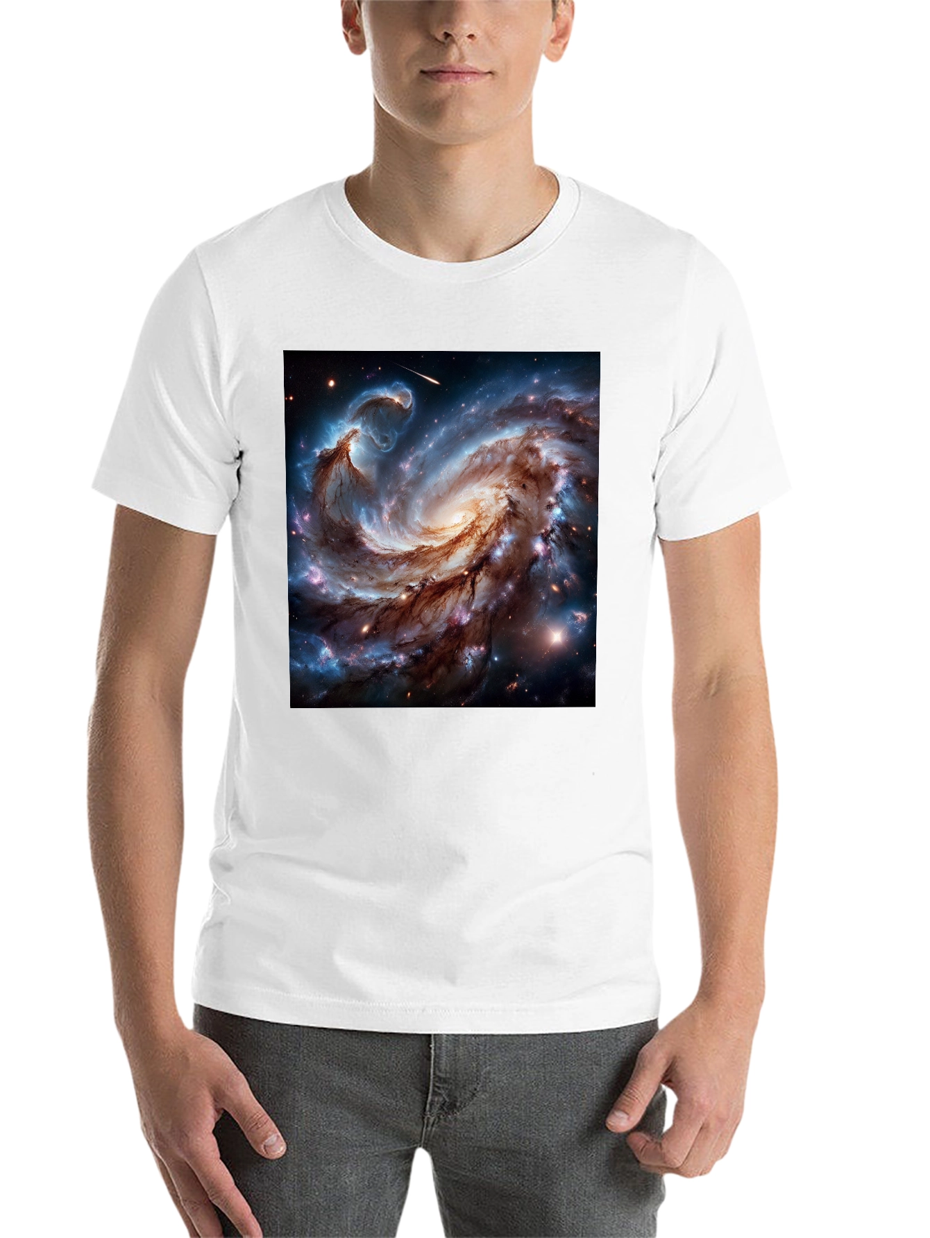 Black Cosmic Galaxy Graphic Tee - Black Cotton Blend T-Shirt view 14