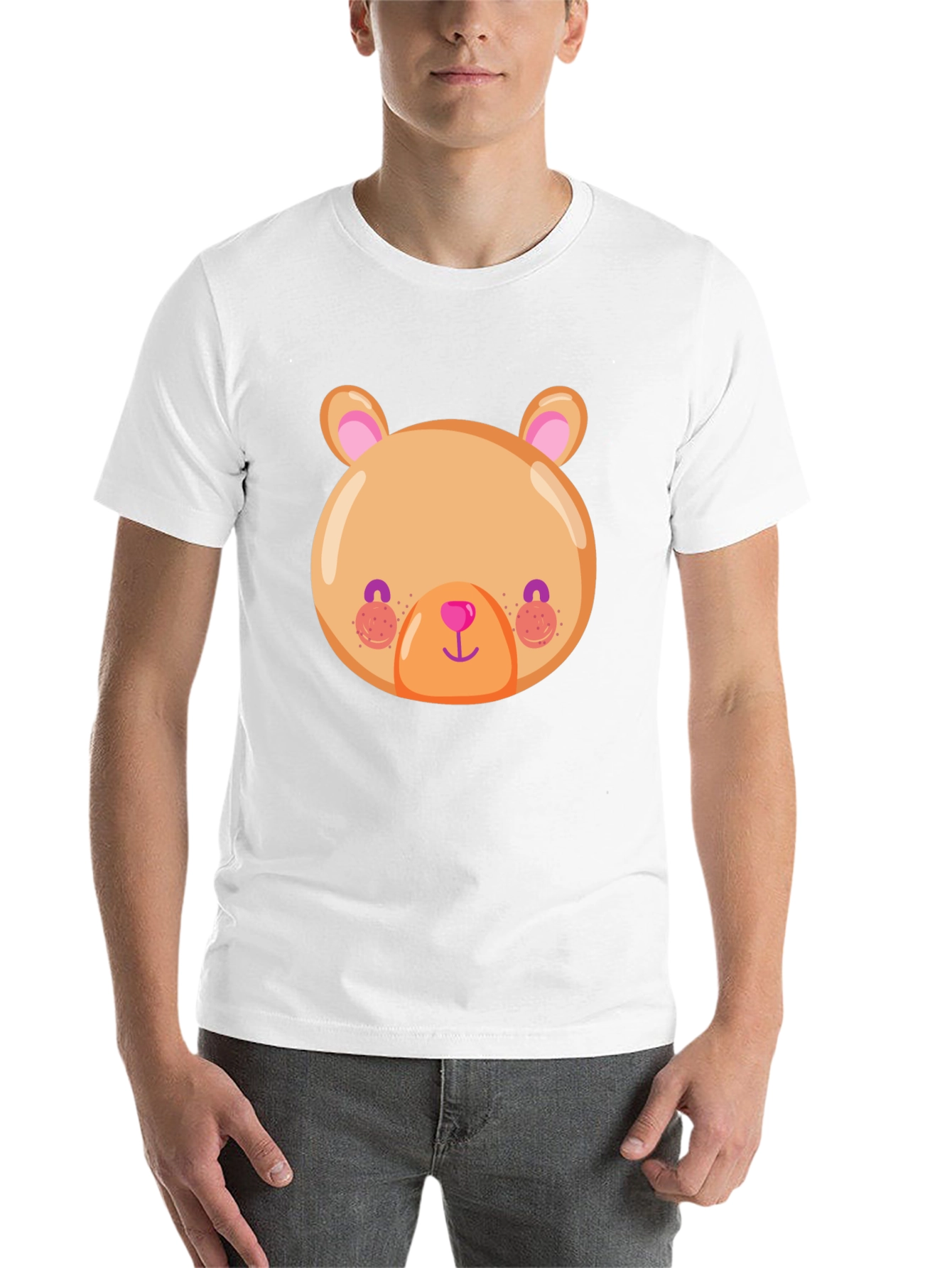 Black Cute Bear Face Graphic Tee - Soft Black T-Shirt view 14