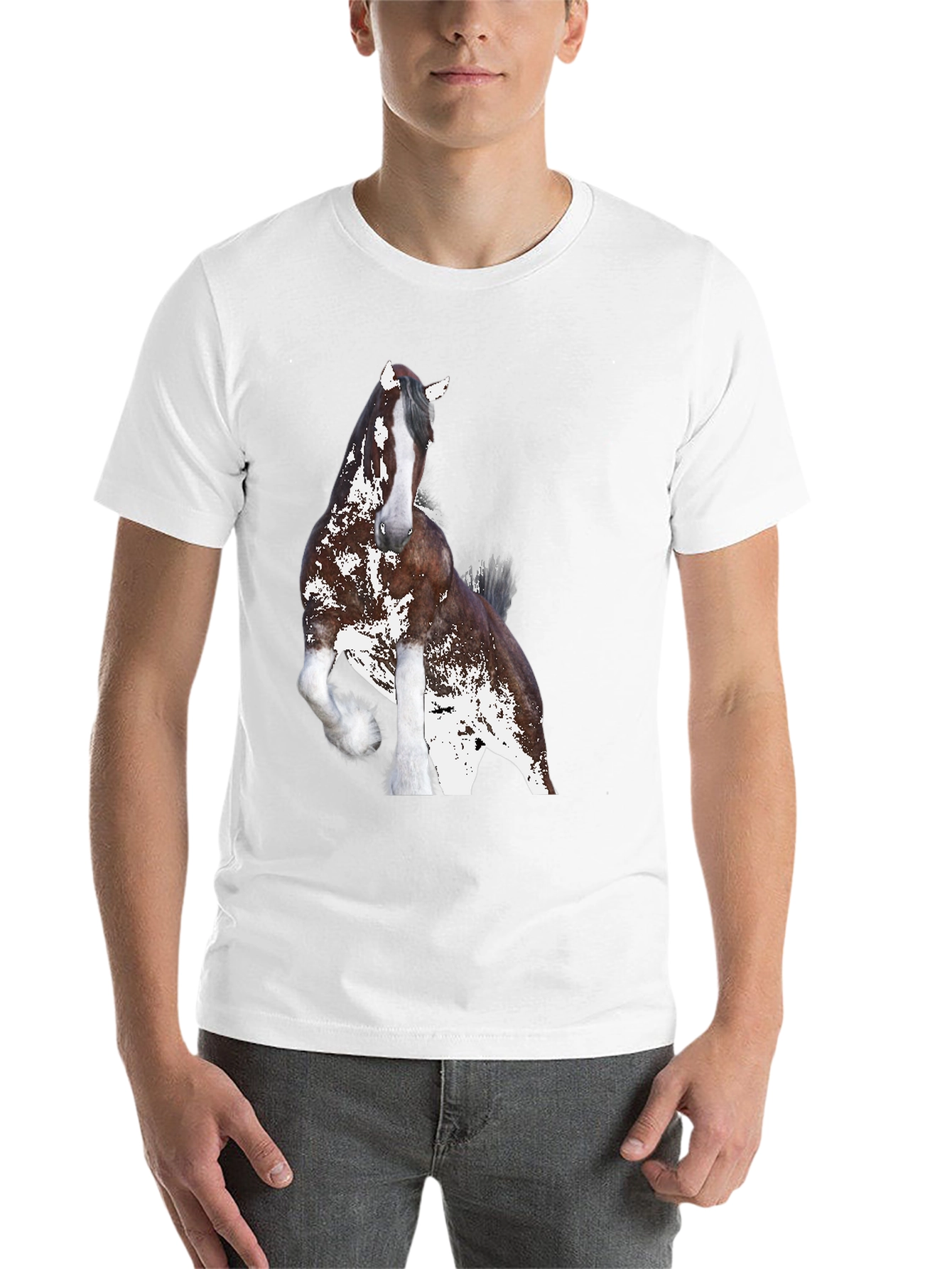 Black Horse Graphic Tee - Black Cotton Blend Shirt view 14