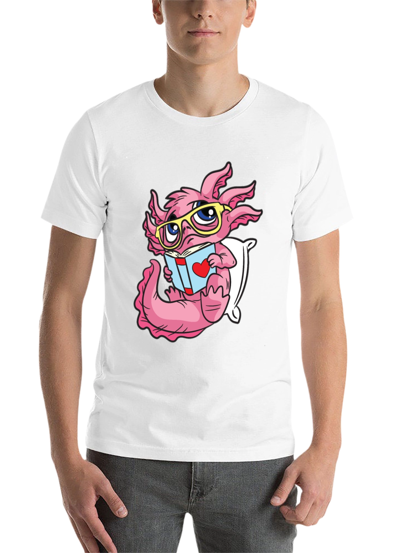 Black Axolotl Reading Book T-Shirt view 14