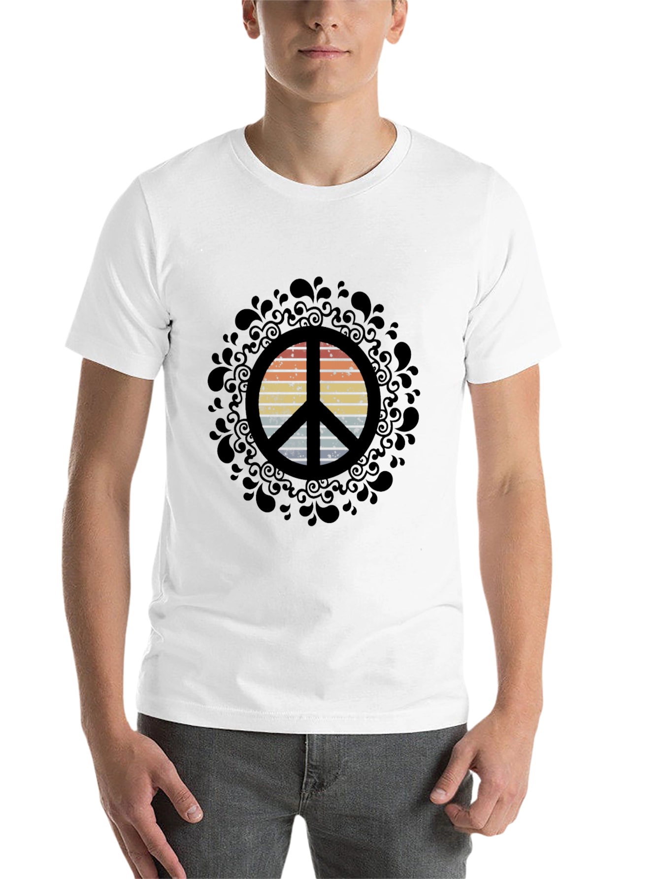 Black Retro Peace Sign Graphic Tee - Black view 14
