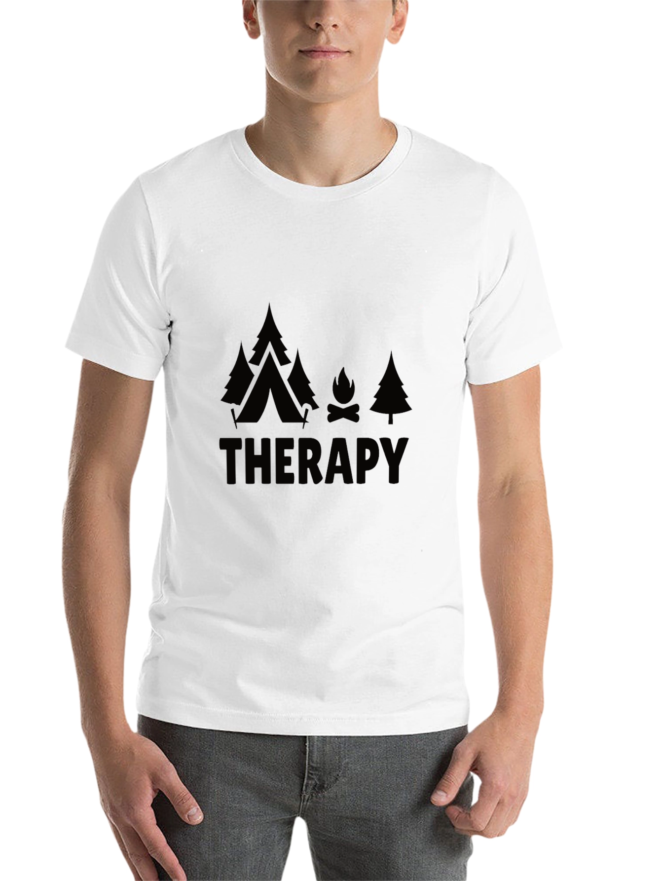 Black Camping Therapy T-Shirt, Nature Lover Tee view 14