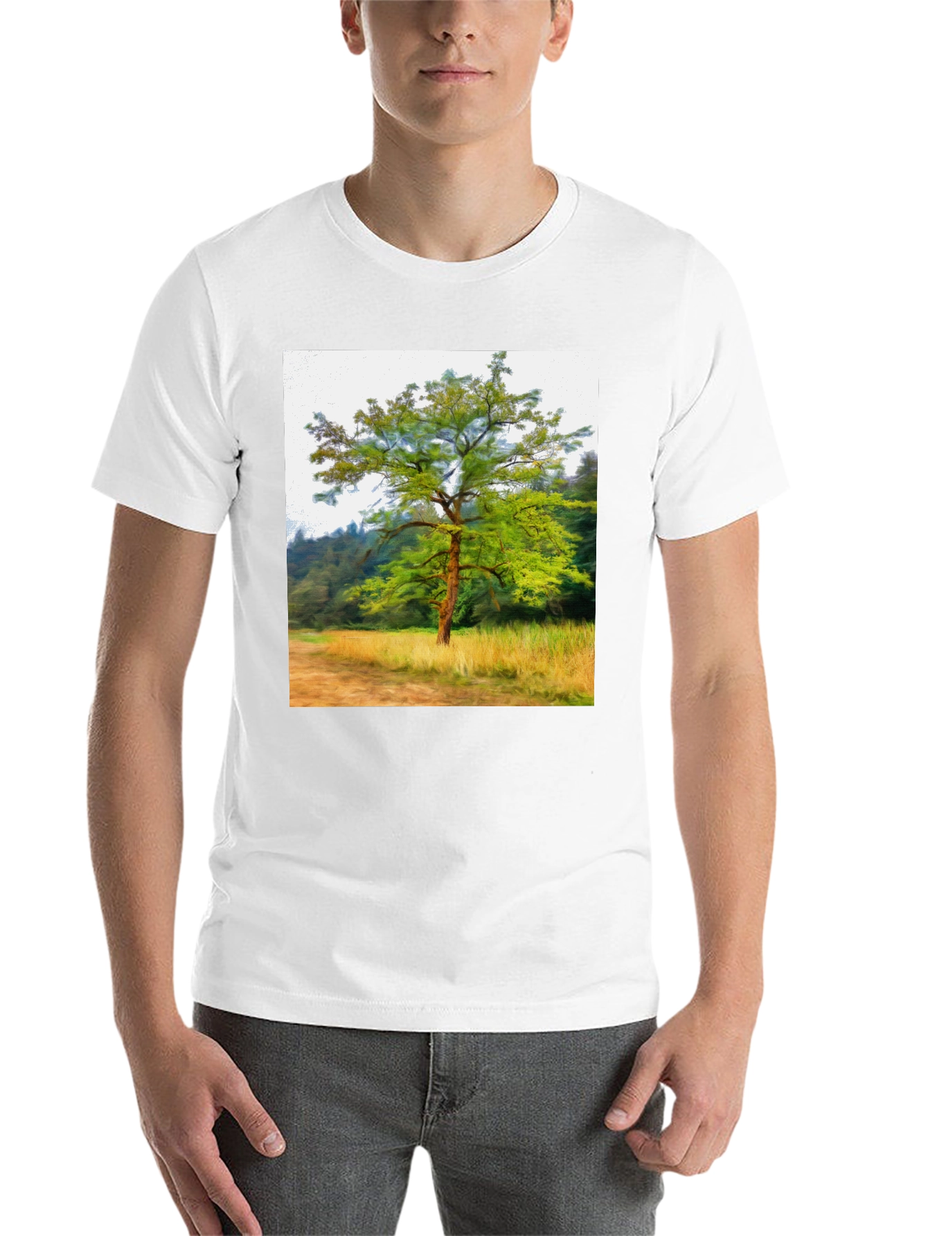 Black Nature Tree Graphic Black T-Shirt view 14