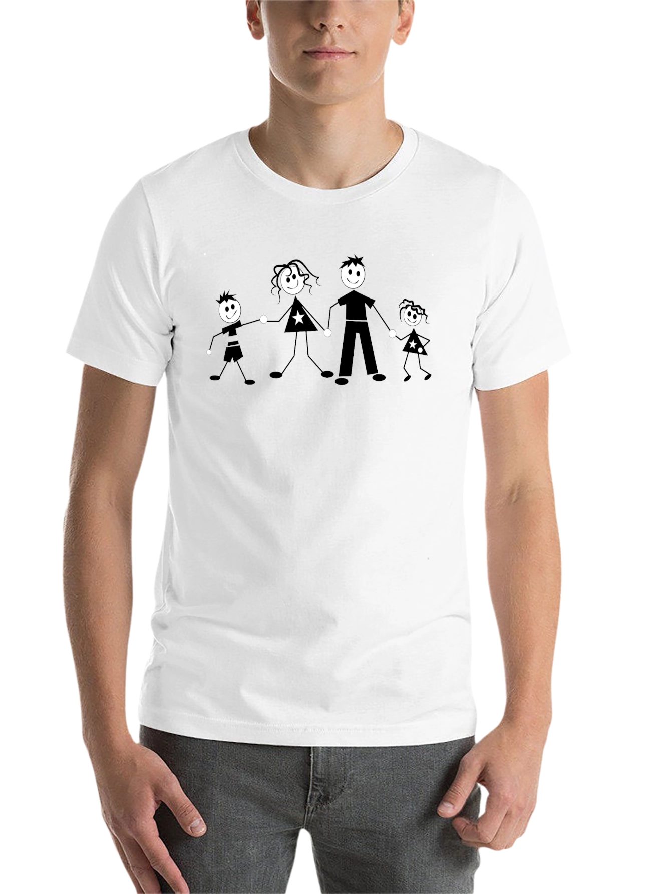 Black Family Stick Figure Black T-Shirt view 14