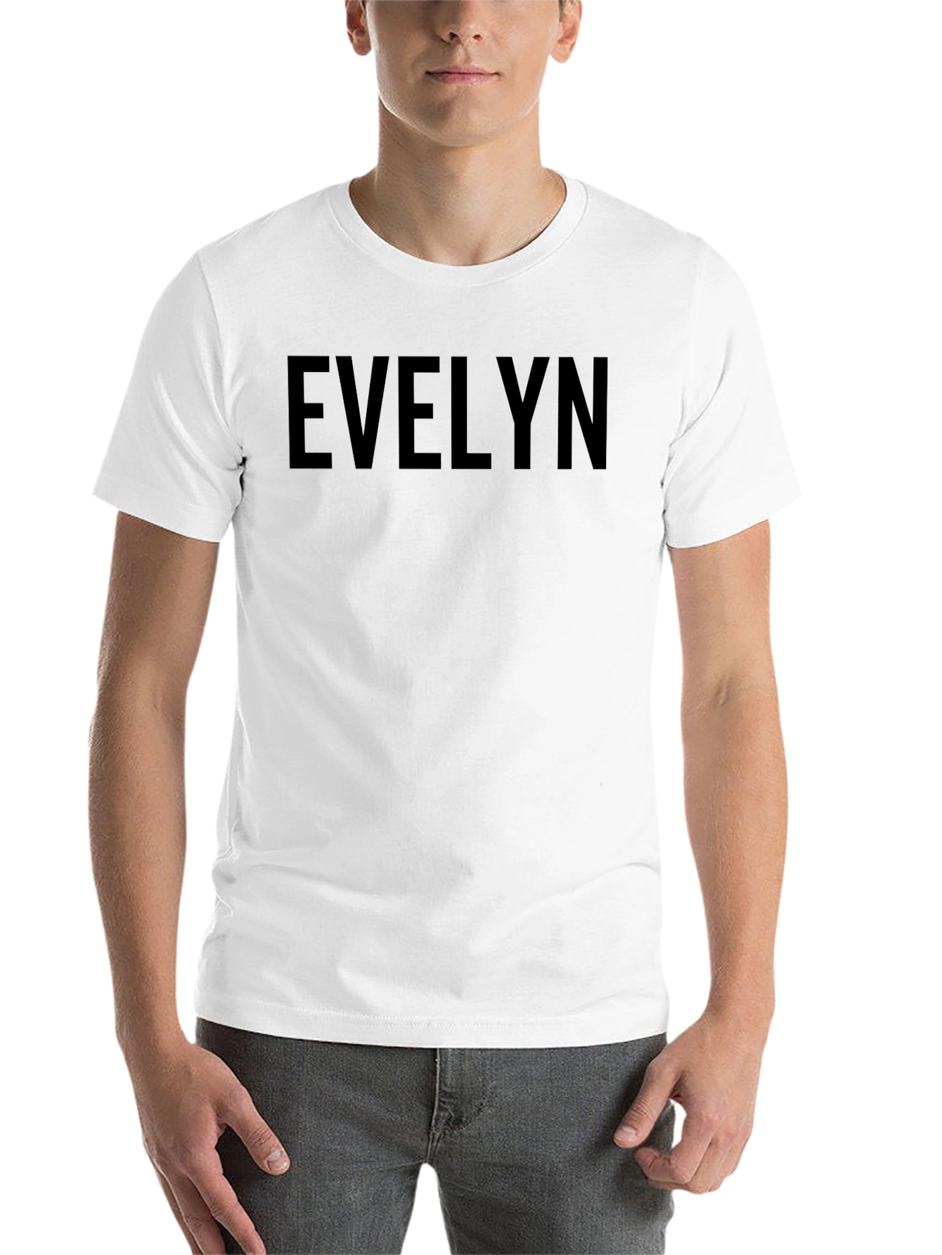 Black EVELYN Text Graphic Black T-Shirt Casual Top view 14