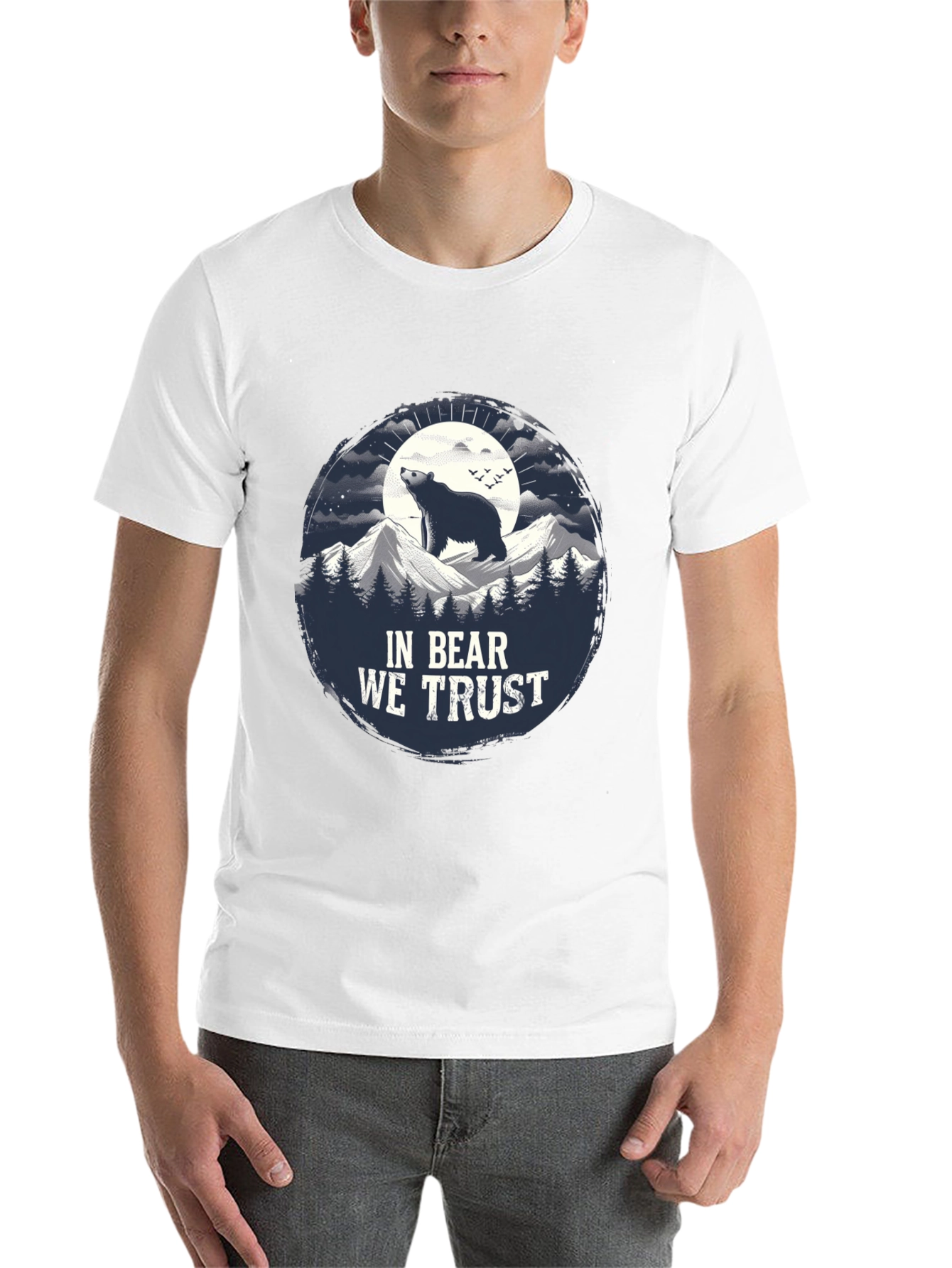 Black In Bear We Trust Graphic Tee - Black Cotton T-Shirt view 14