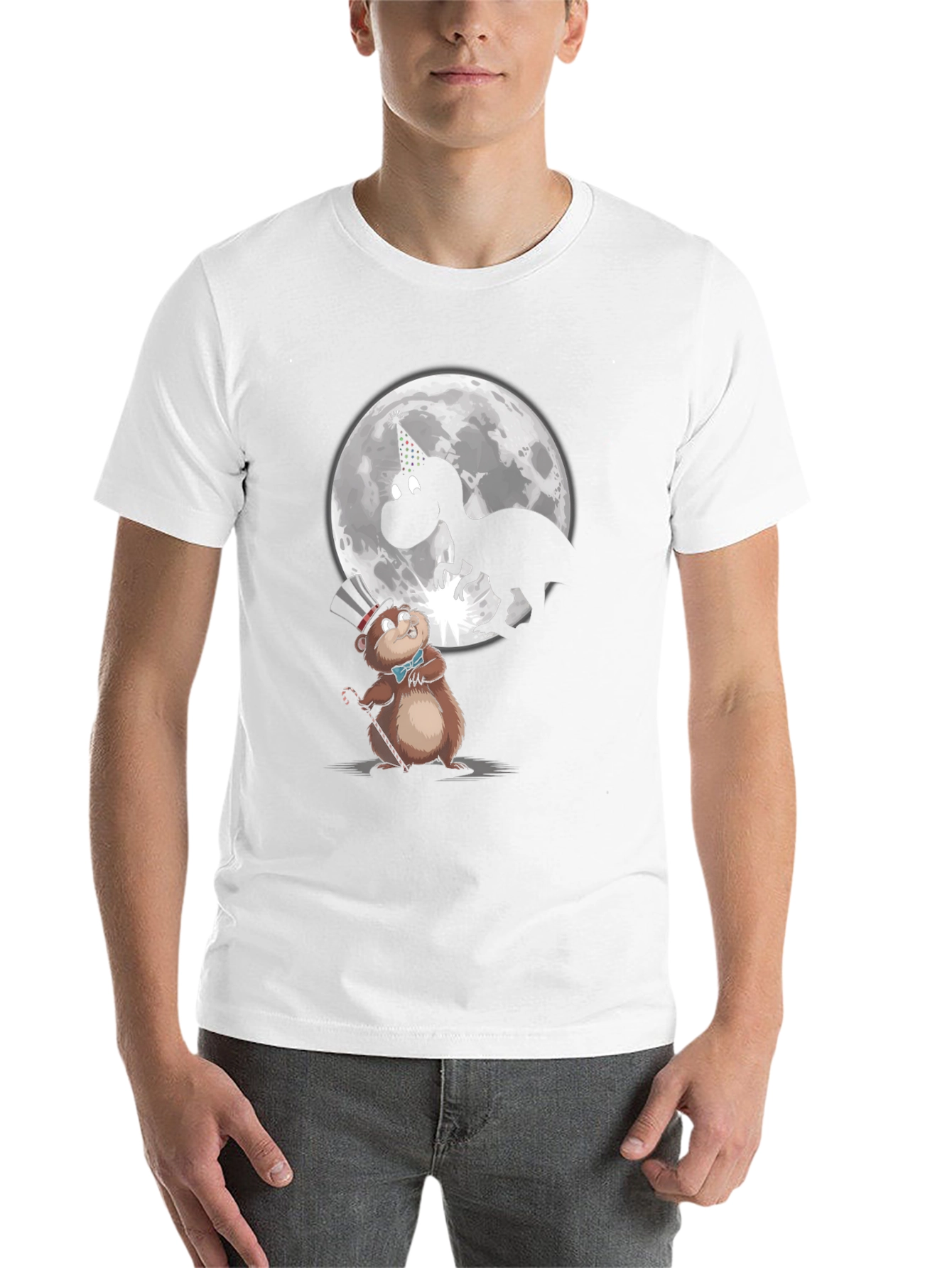 Black Party Animal T-Shirt: Dino & Groundhog view 14