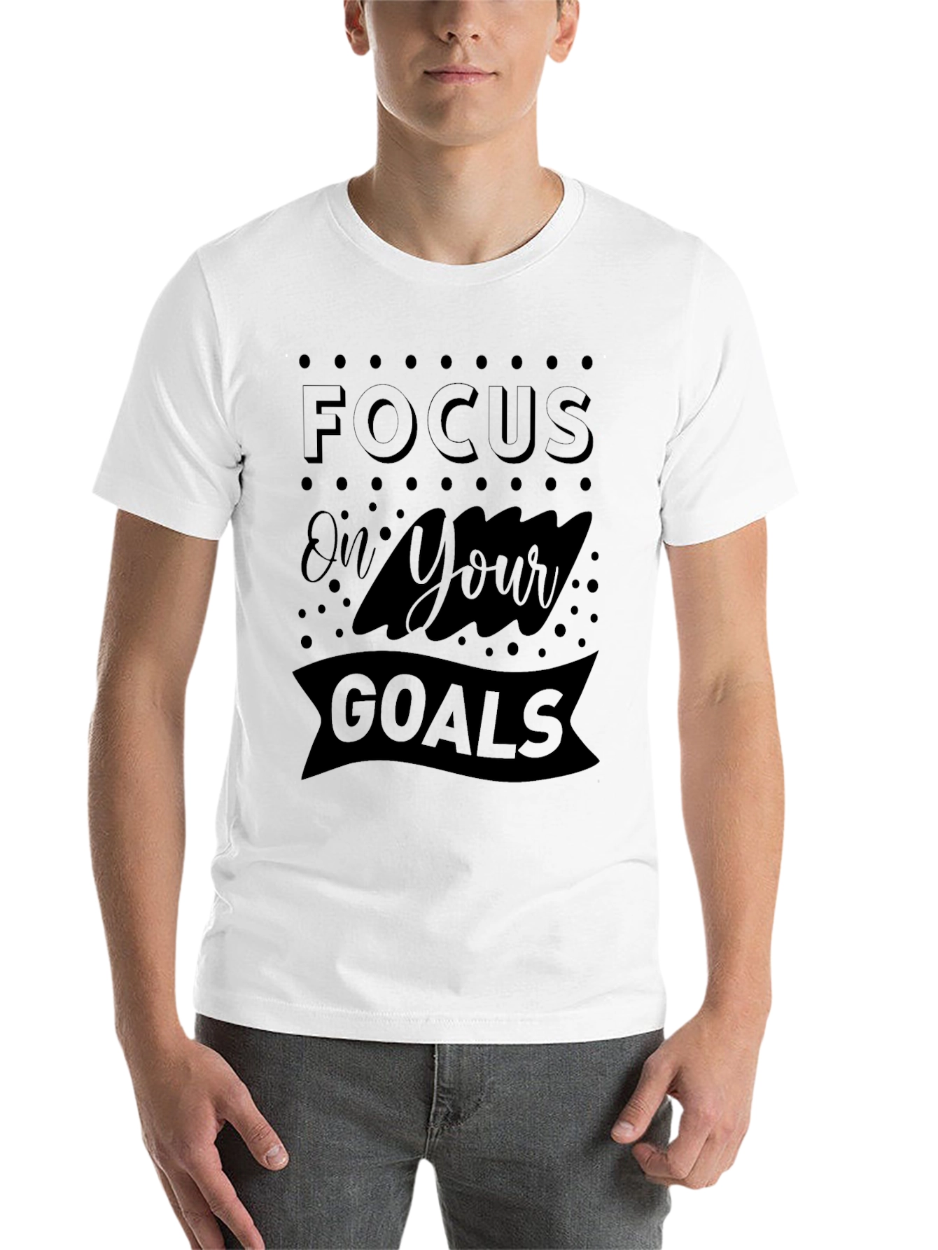 Black Focus on Your Goals Graphic Print Men's Black T-Shirt view 14