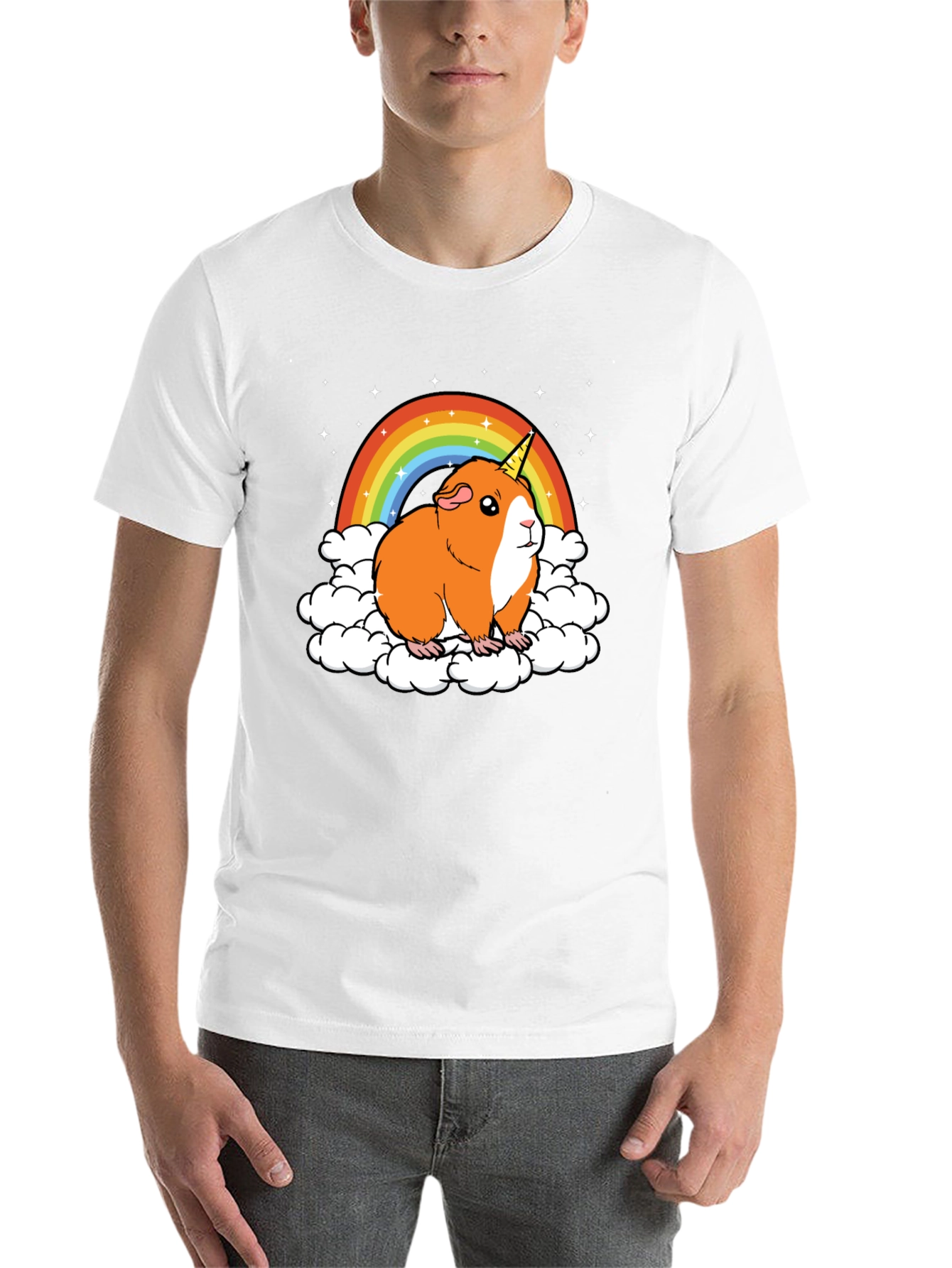 Black Guinea Pig Unicorn Rainbow Graphic Tee view 14