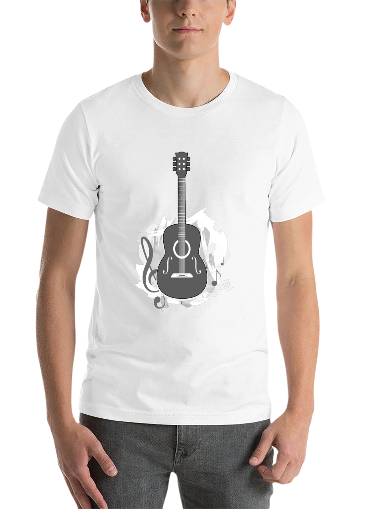 Black Guitar Music Graphic Tee - Black Cotton T-Shirt view 14