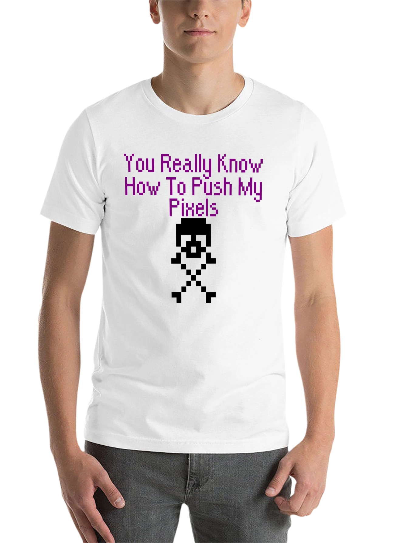 Black Pixel Push T-Shirt - Gamer Style view 14