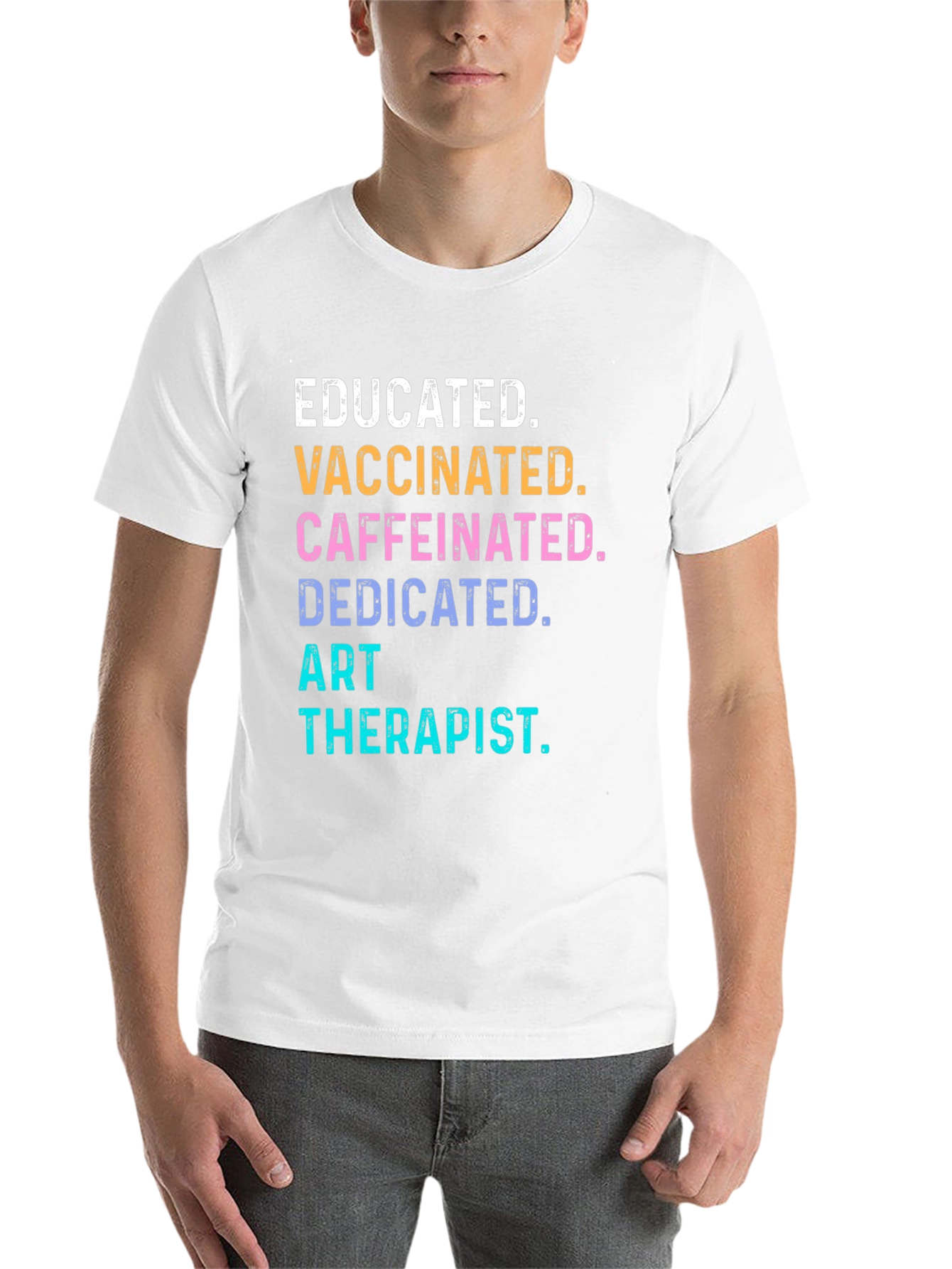 Black Educated Vaccinated Art Therapist Novelty T-Shirt view 14