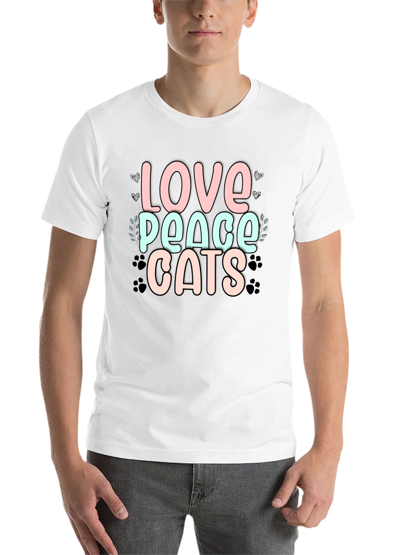 Love Peace Cats Black T-Shirt - 14