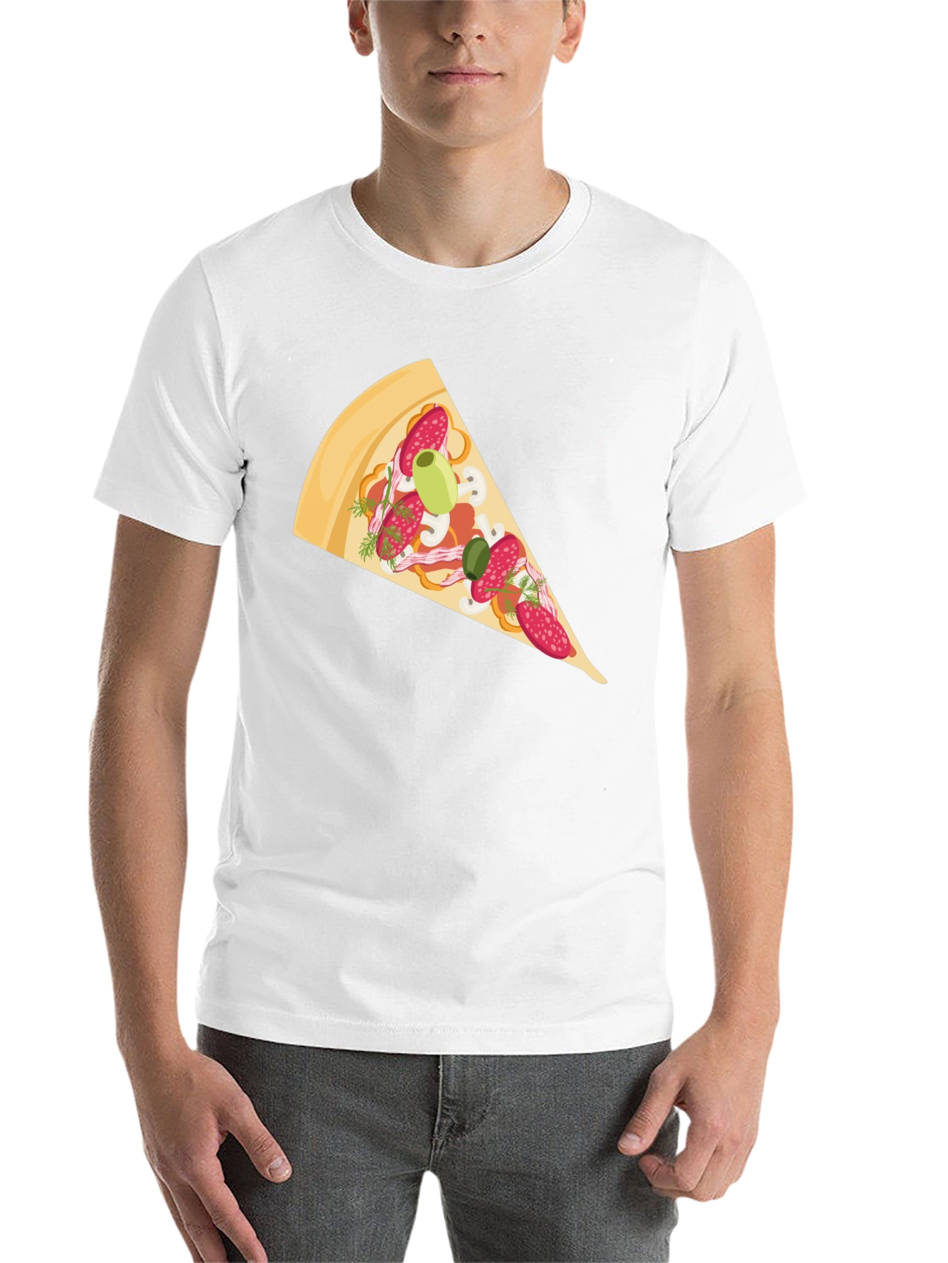 Black Pizza Slice Graphic Tee - Casual Black T-Shirt view 14