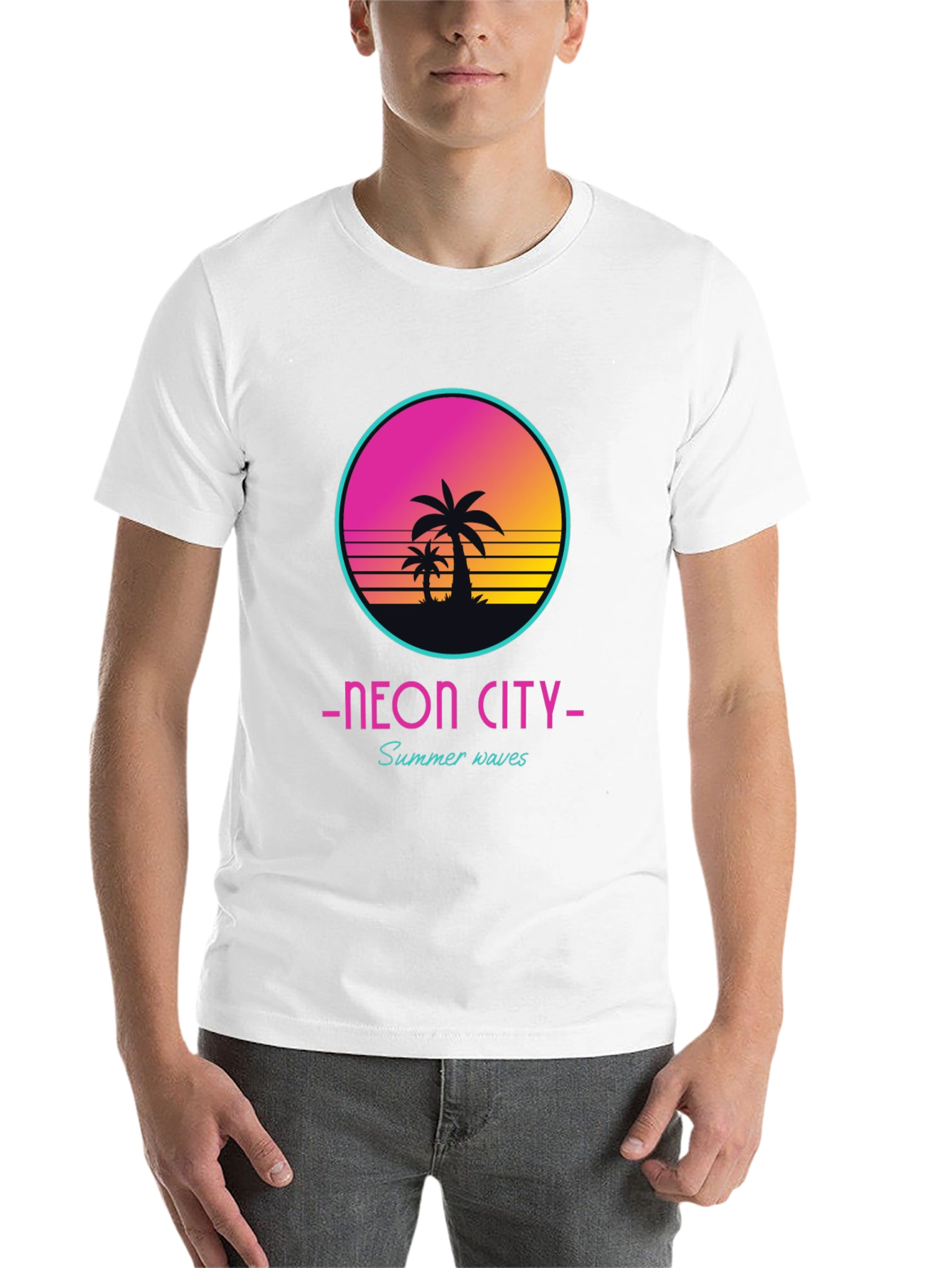 Black Neon City Summer Waves Graphic Tee view 14