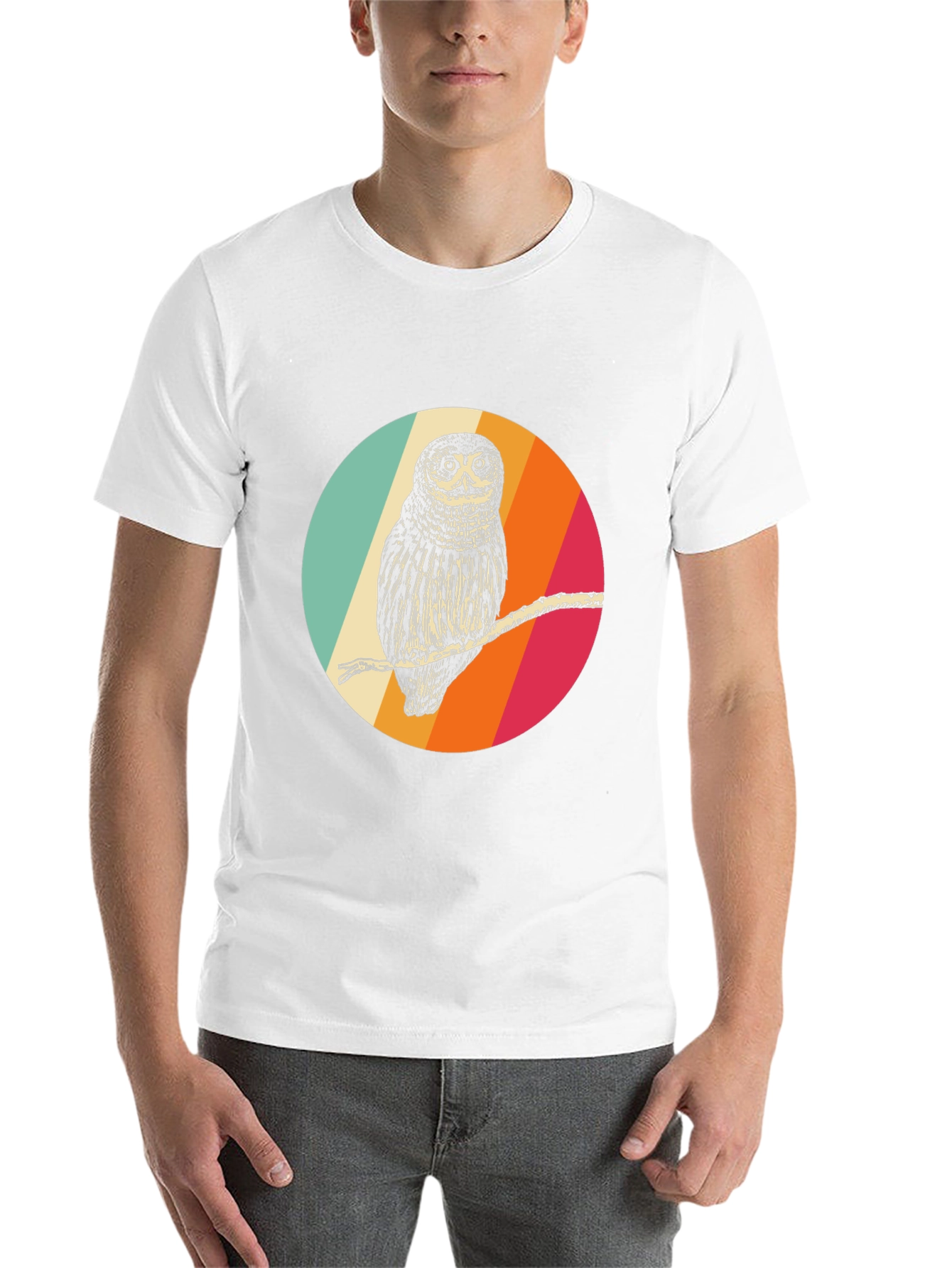 Black Retro Owl Graphic Tee - Men's Black T-Shirt view 14