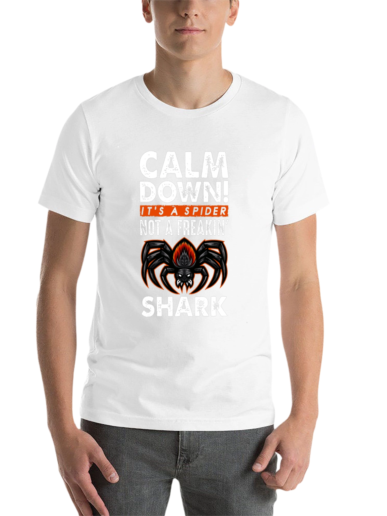 Black Calm Down Spider Graphic Tee -  Funny Halloween T-Shirt view 14