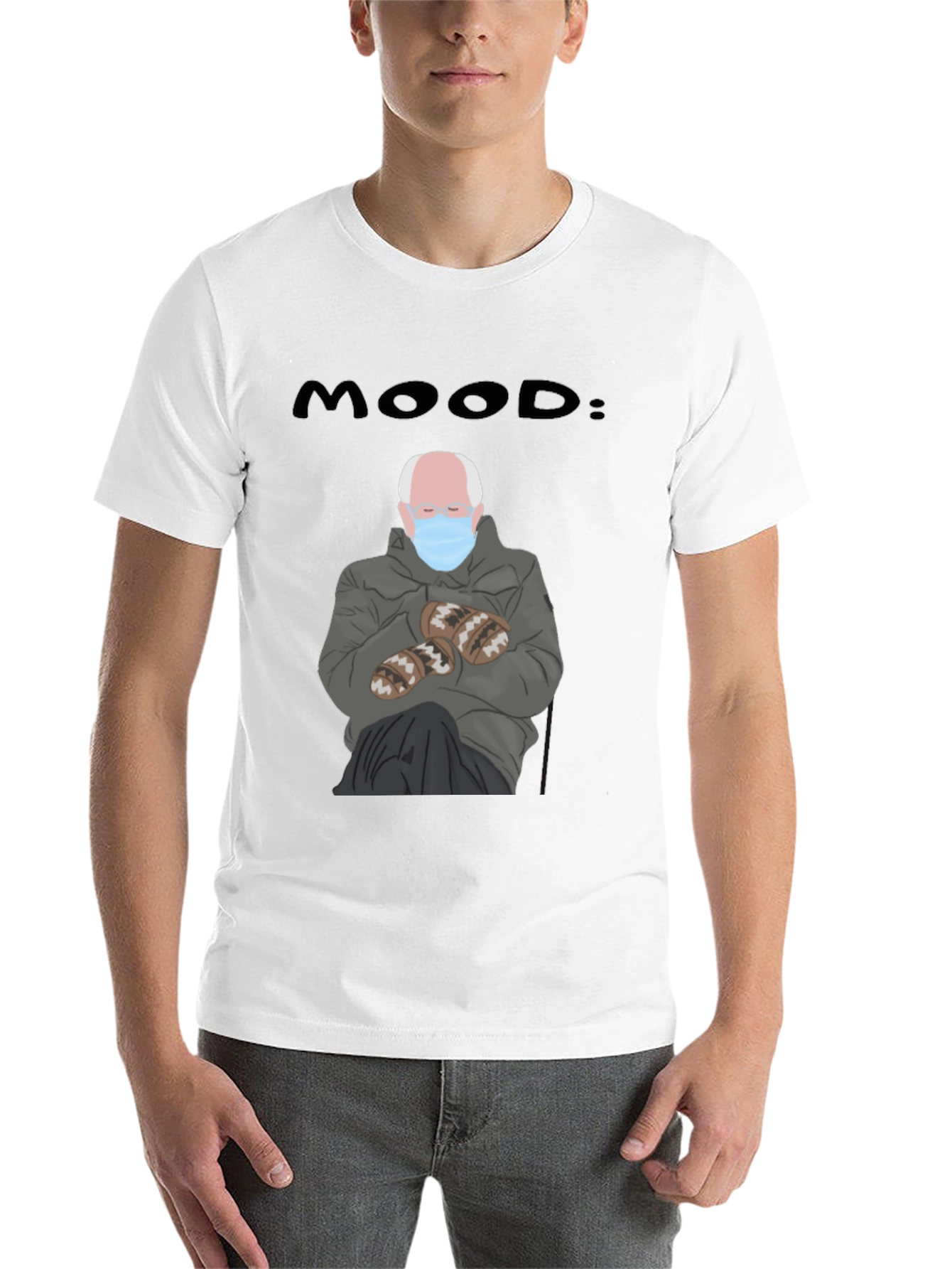 Black Mood: Bernie Meme Graphic T-Shirt view 14
