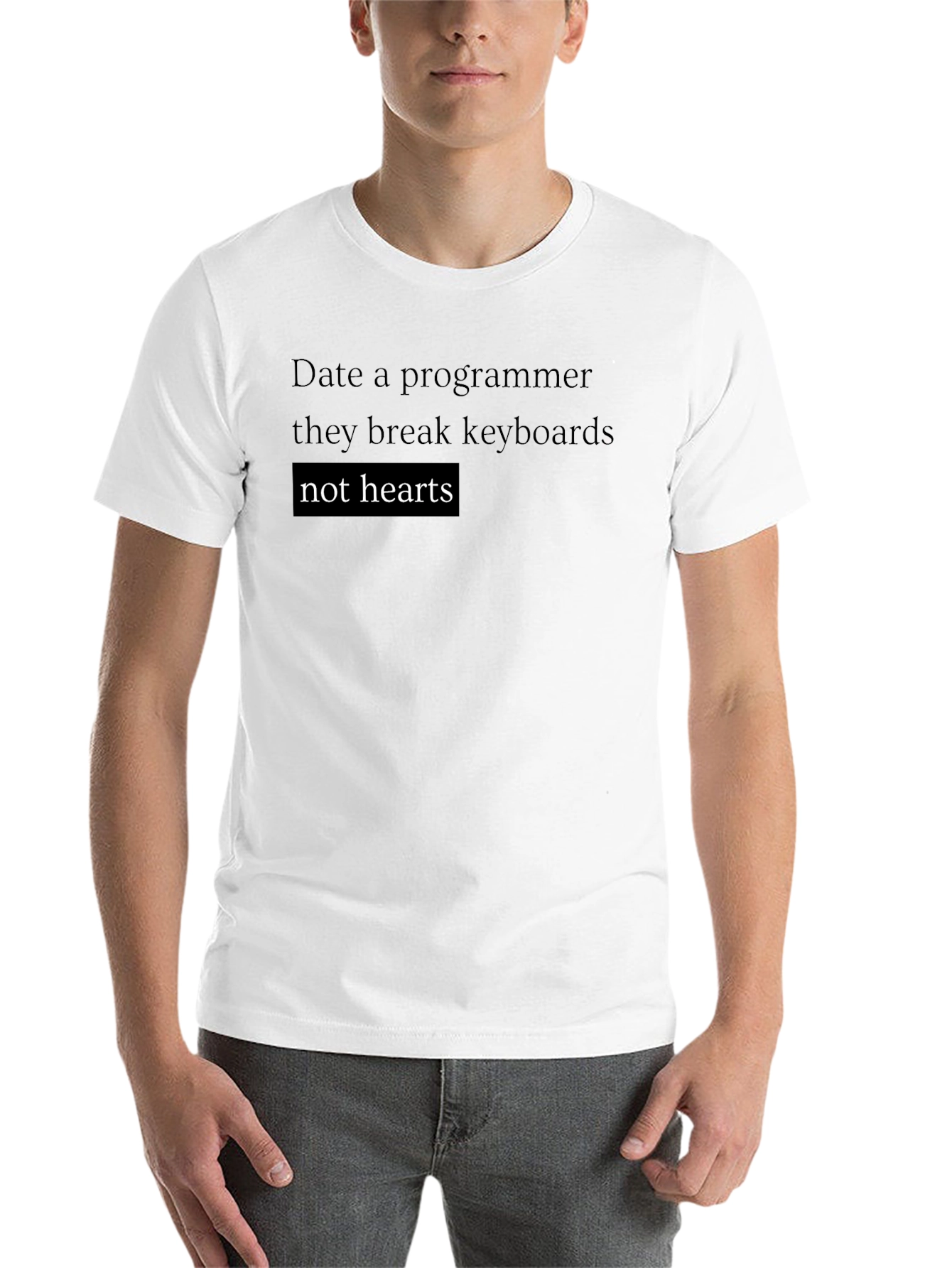 Black Date a Programmer Funny T-Shirt - Black view 14