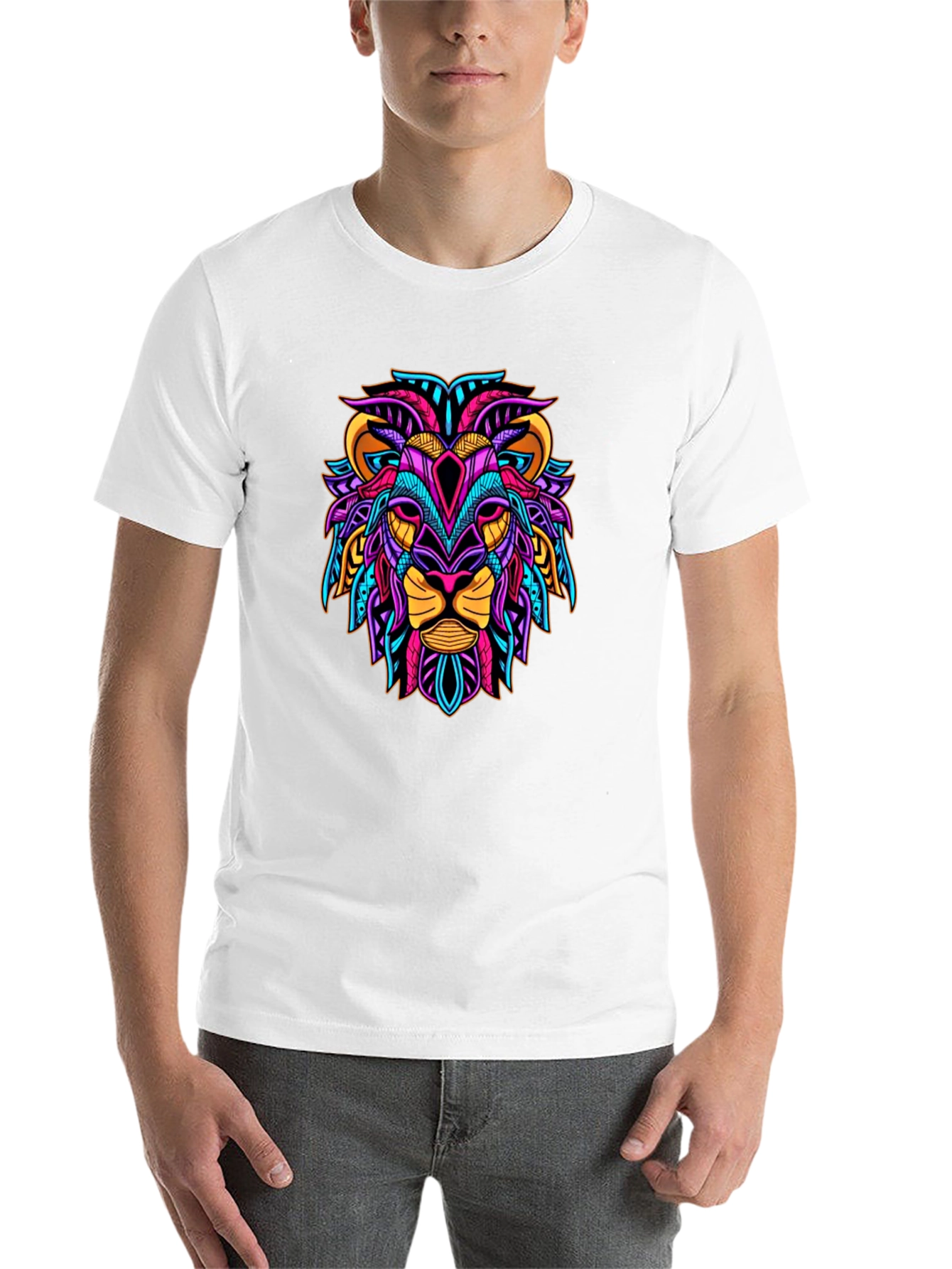 Black Vibrant Lion Graphic Tee - Unique Design view 14