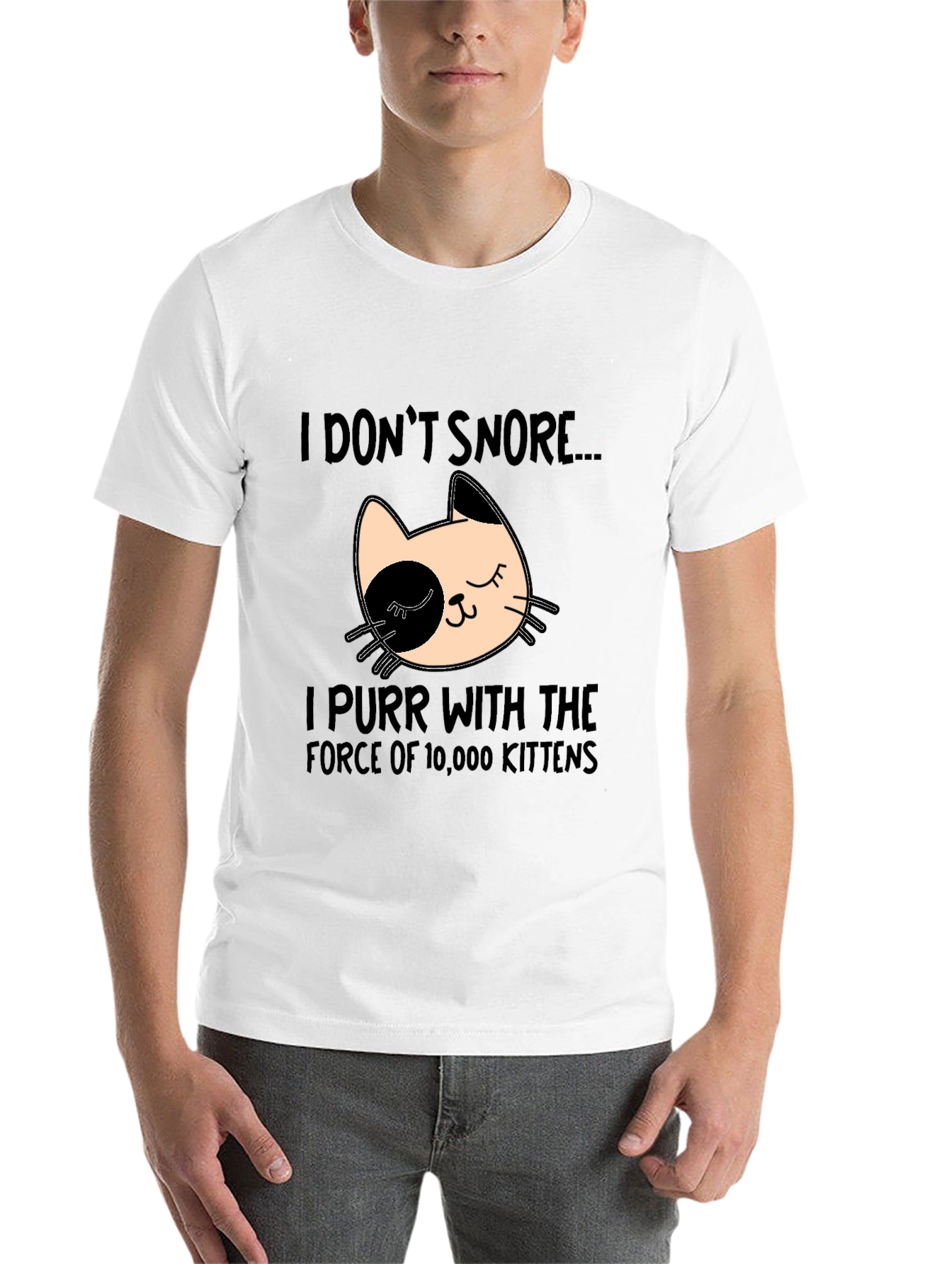 Black Funny Cat Purr T-Shirt - I Don't Snore view 14