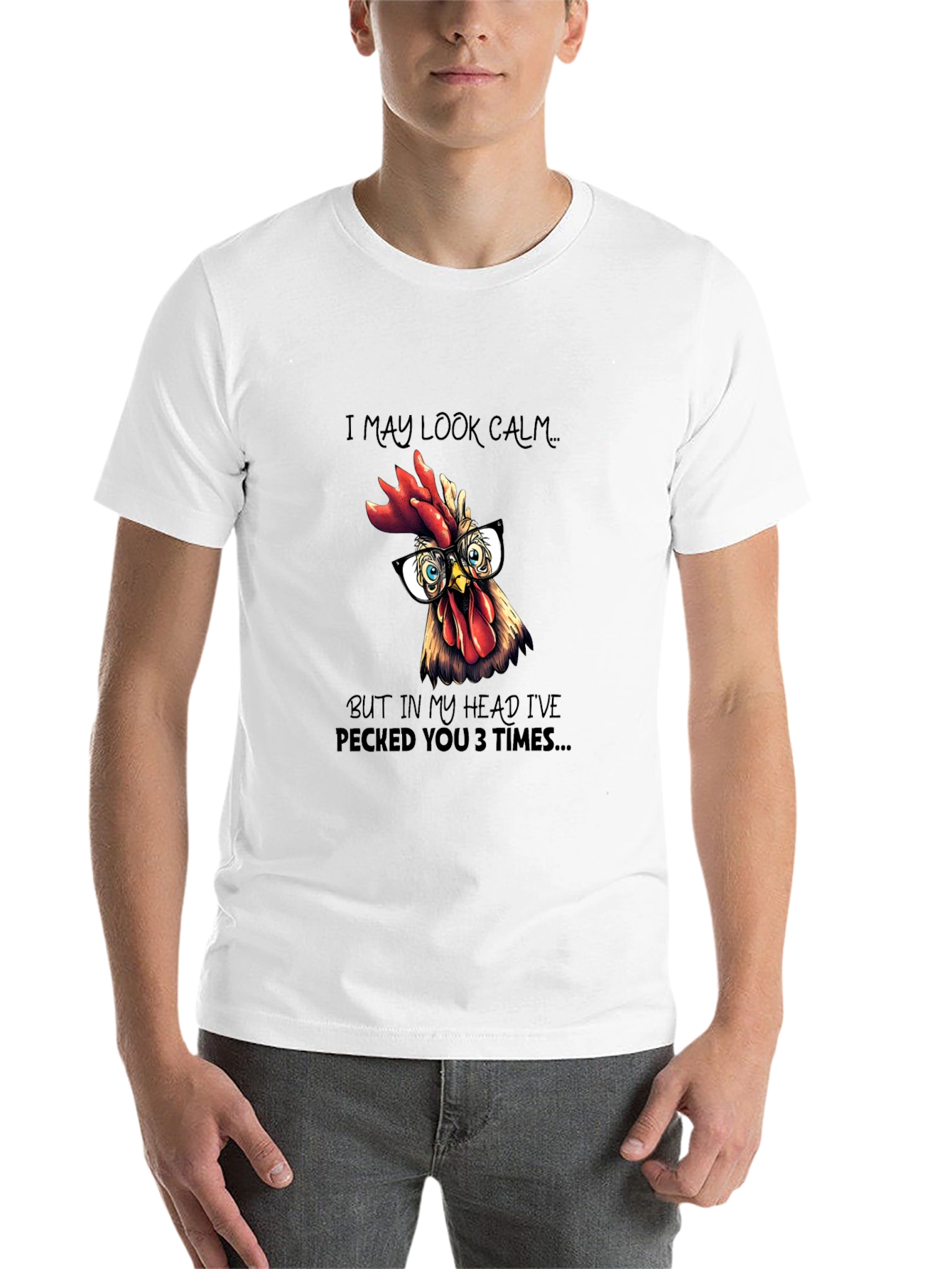 Black Funny Chicken T-Shirt - I May Look Calm view 14