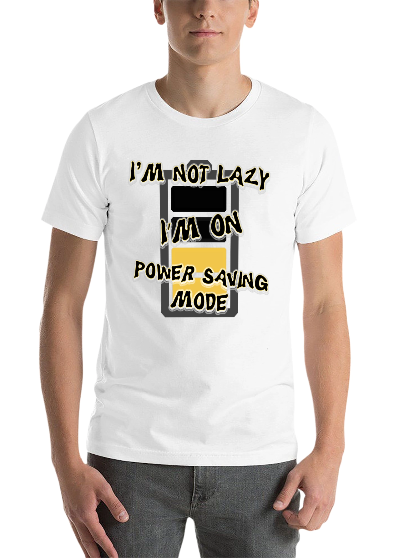 Black Funny I'm On Power Saving Mode Black T-Shirt view 14