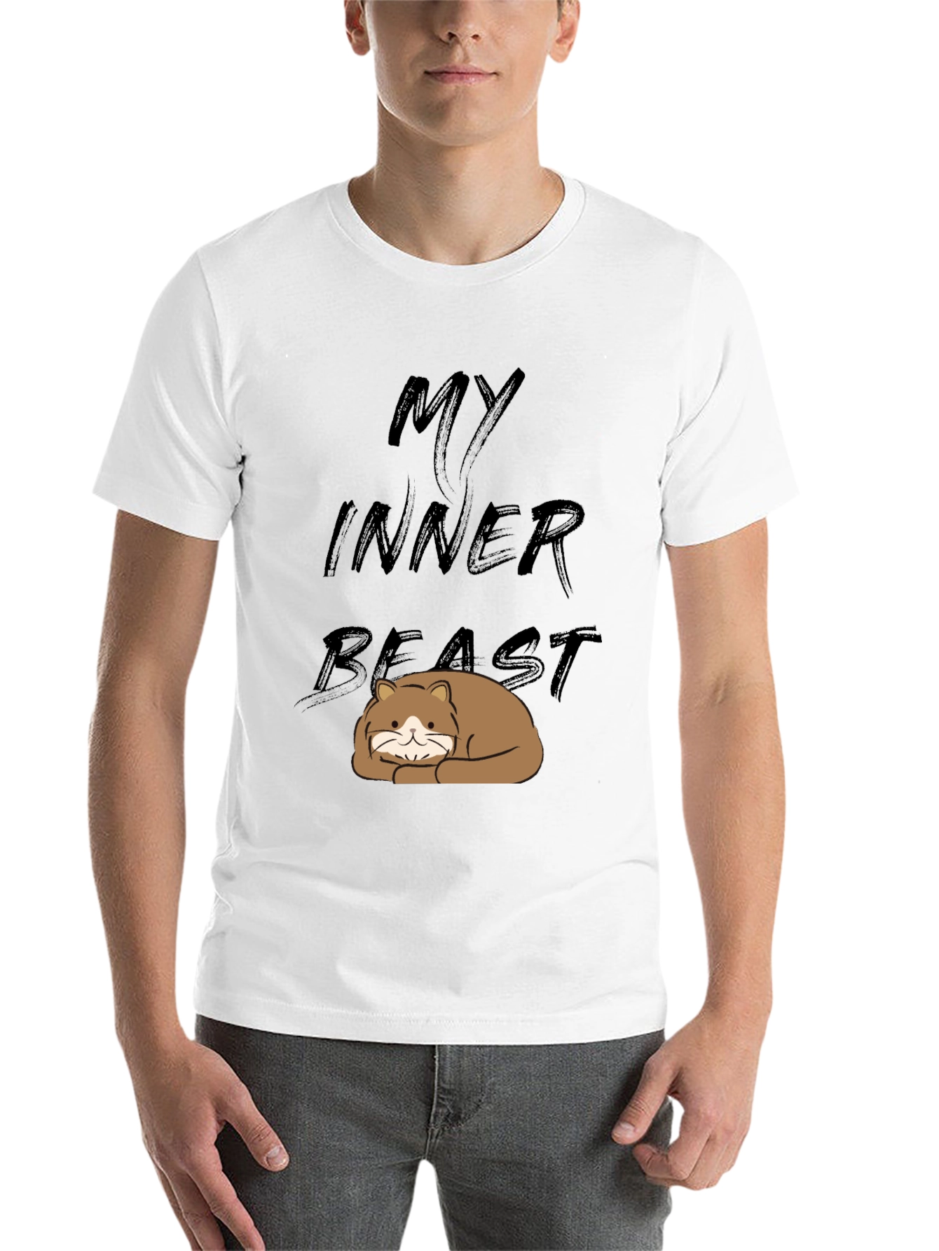 Black My Inner Beast T-Shirt - Cute Cat Graphic Tee view 14