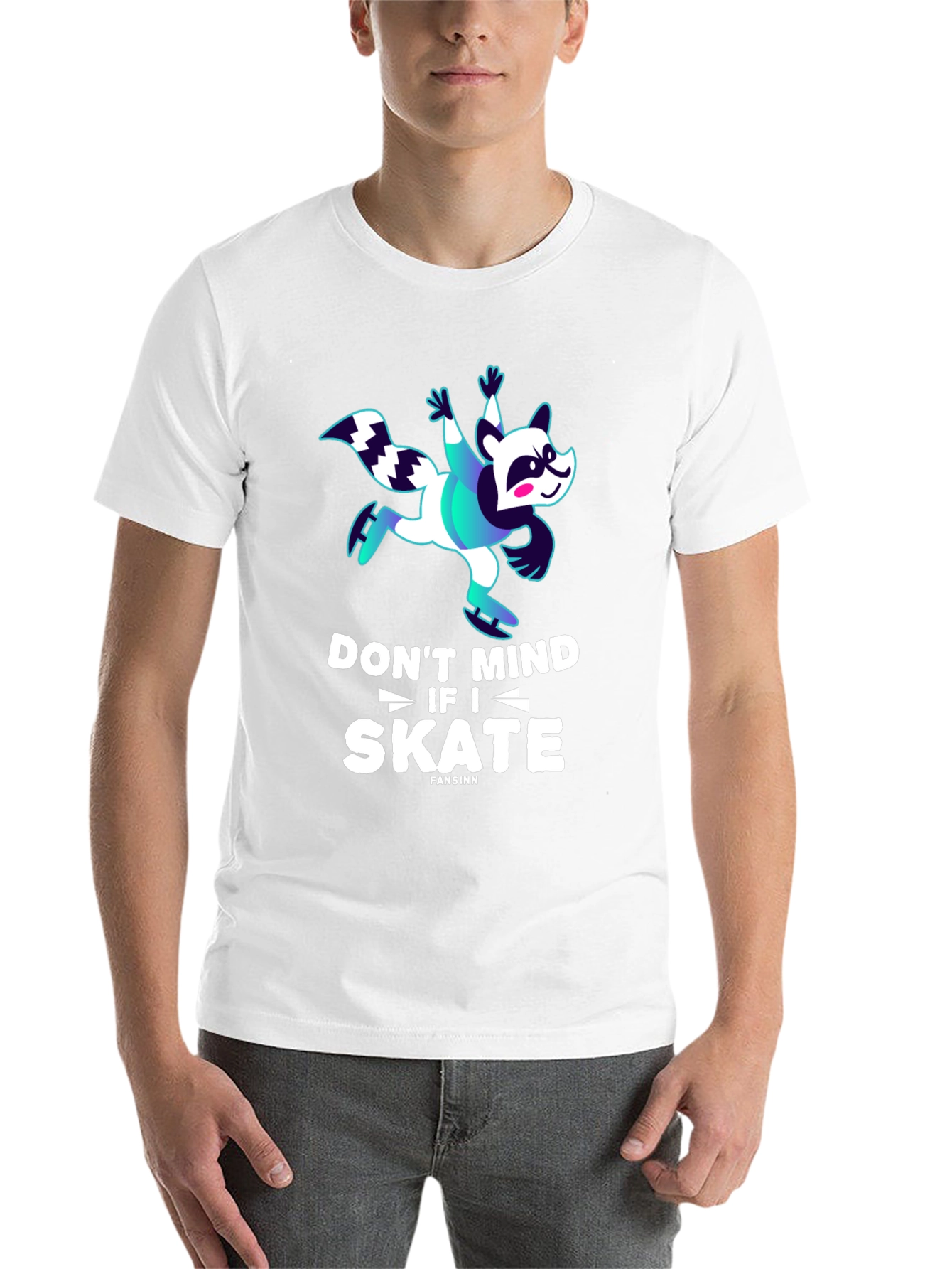 Black Funny Skater Raccoon Graphic T-Shirt view 14