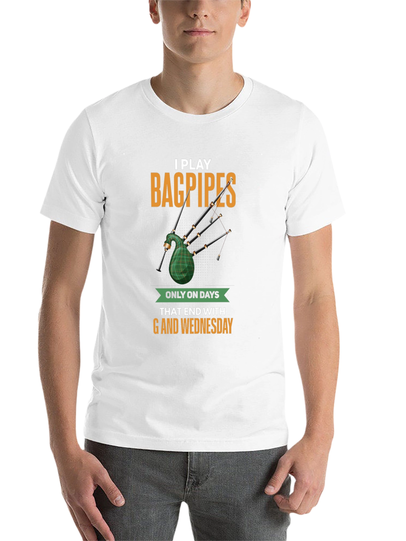 Black Funny Bagpipes T-Shirt - Days Ending in 'G' view 14