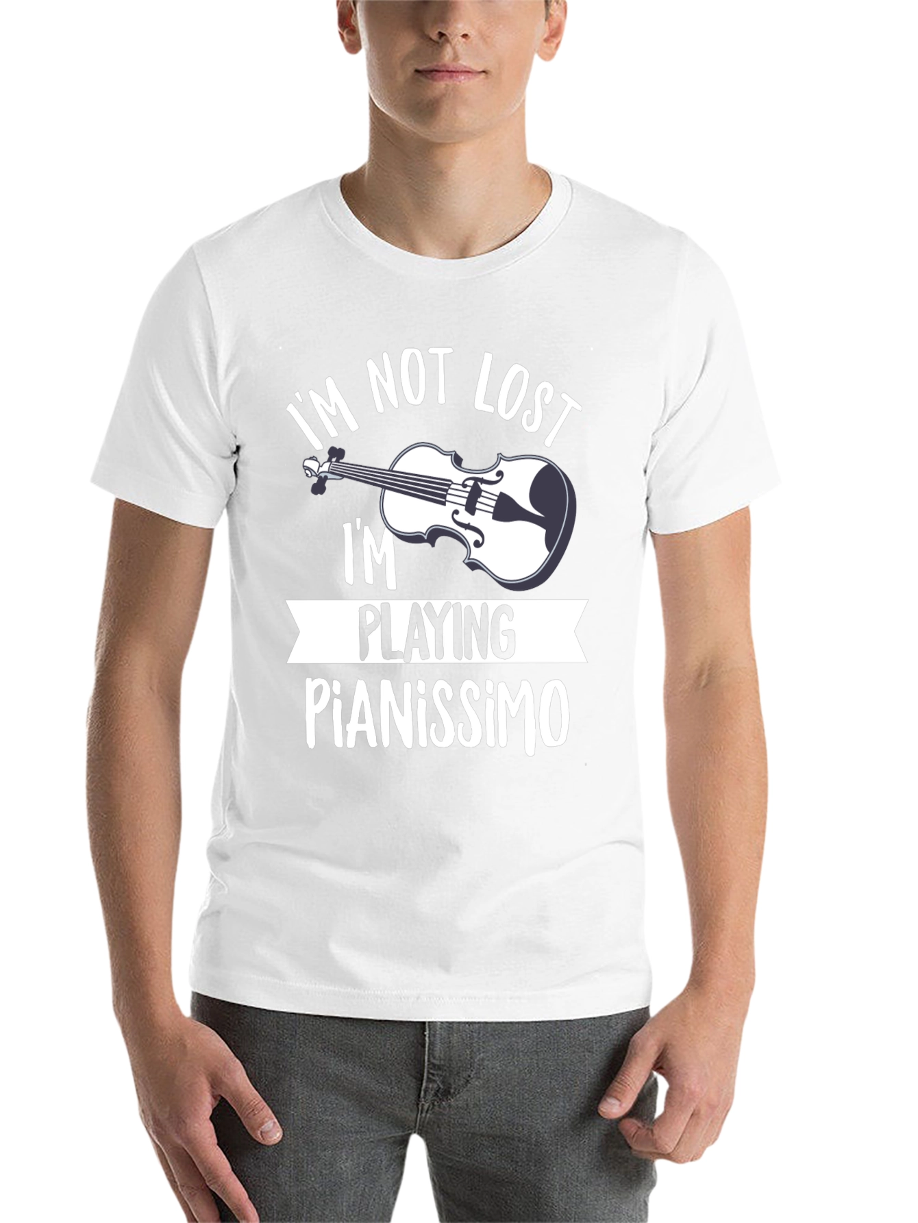 Black I'm Not Lost I'm Playing Pianissimo T-Shirt view 14