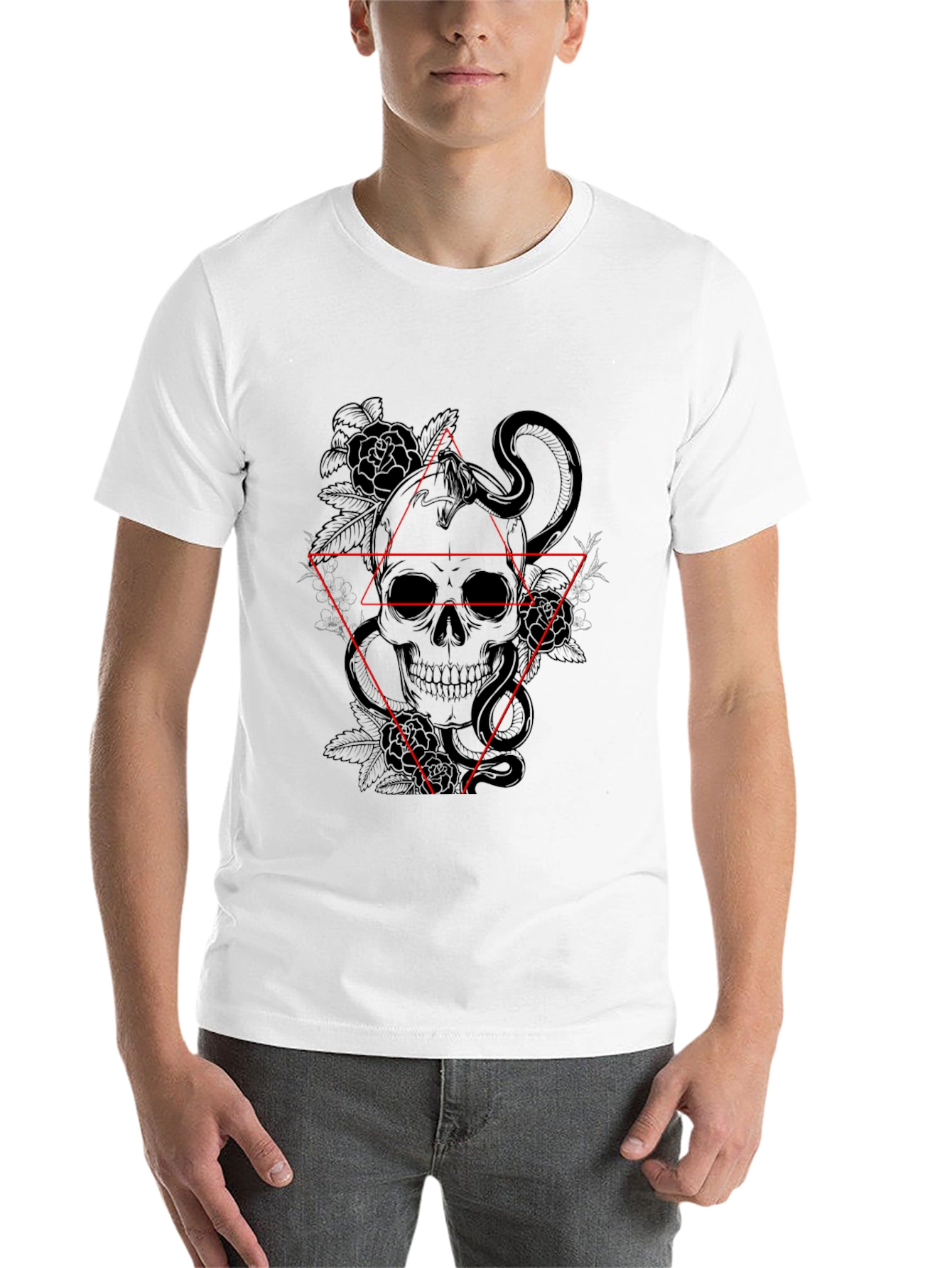 Black Skull & Snake Graphic Tee - Edgy Style view 14